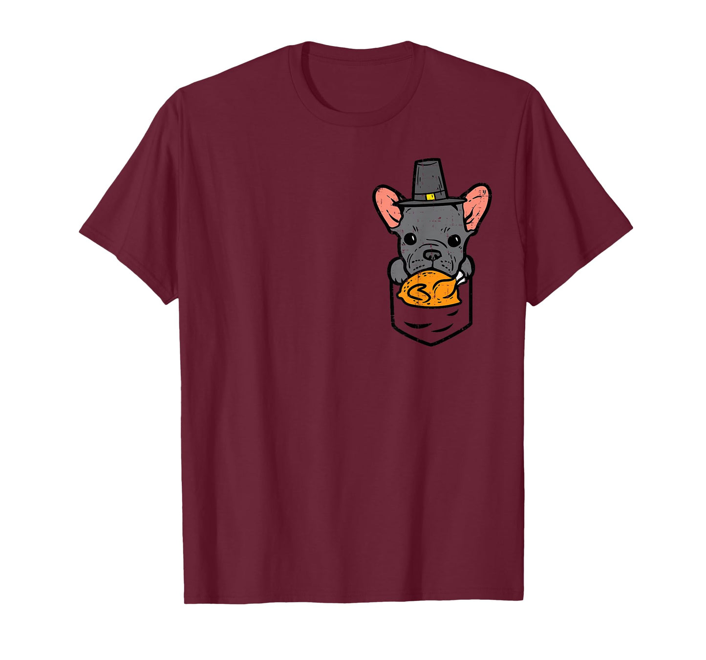 Pocket French Bulldog Turkey Cute Thanksgiving Frenchie Dog T-Shirt