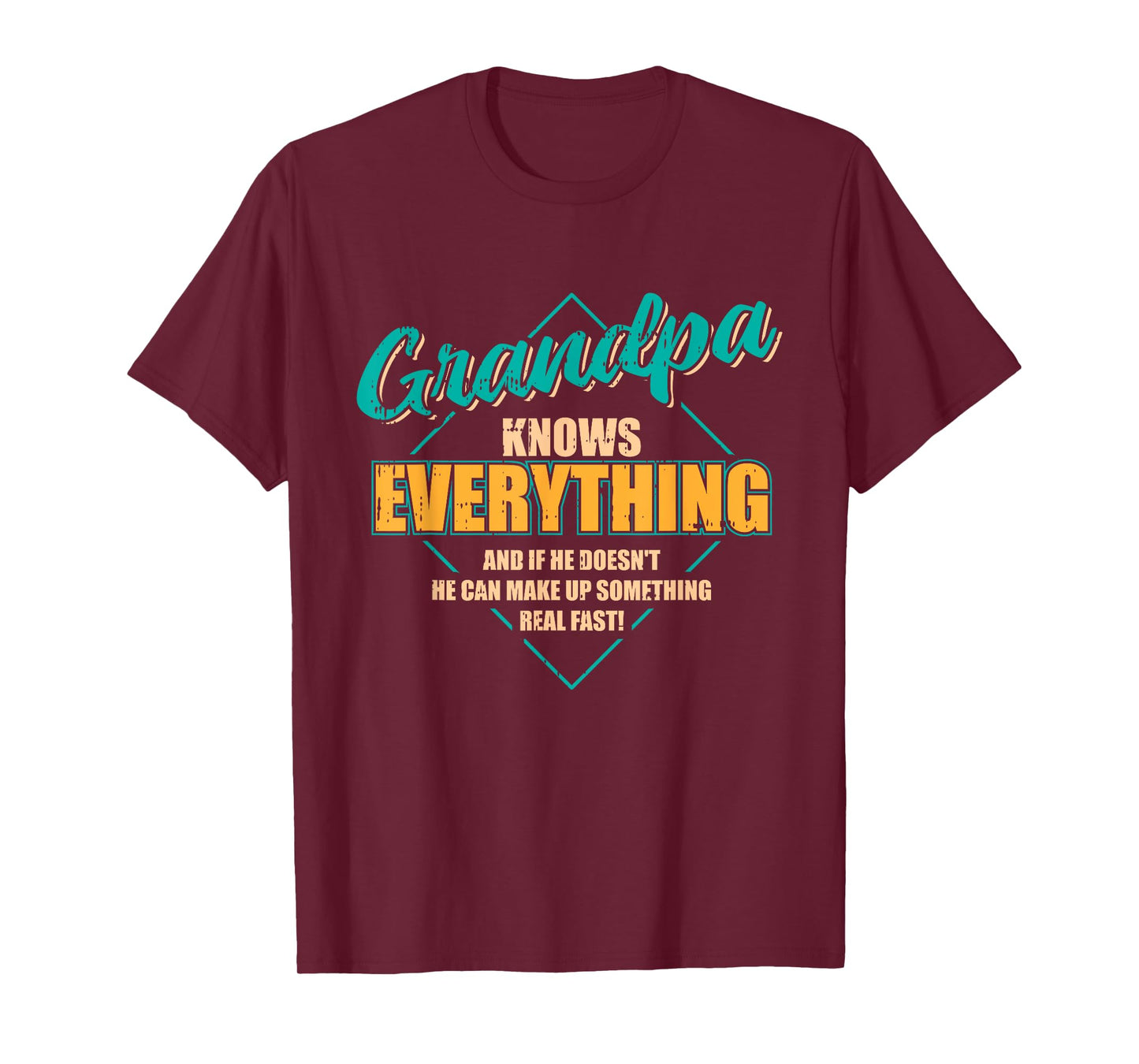 Grandpa Knows Everything Fathers Day Funny Retro Grandad Men T-Shirt