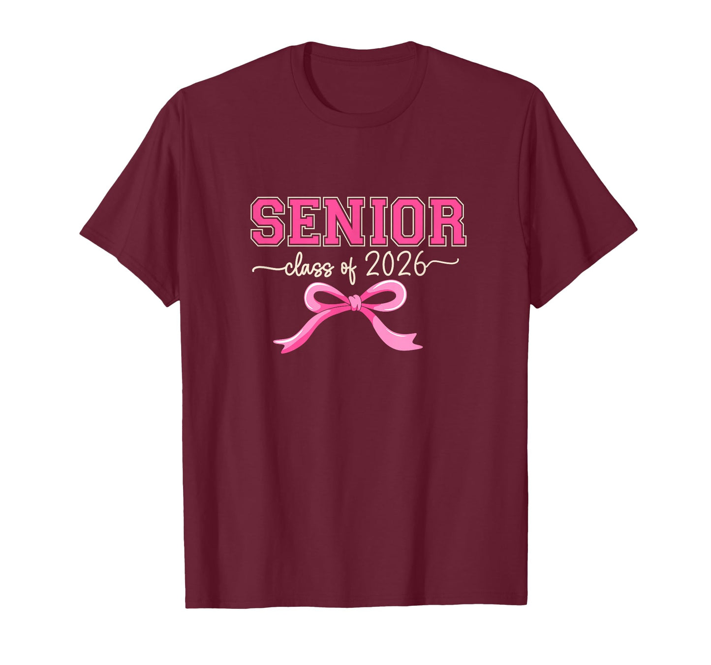 Class Of 2026 Pink Coquette Bow Cap Senior 2026 Graduation T-Shirt