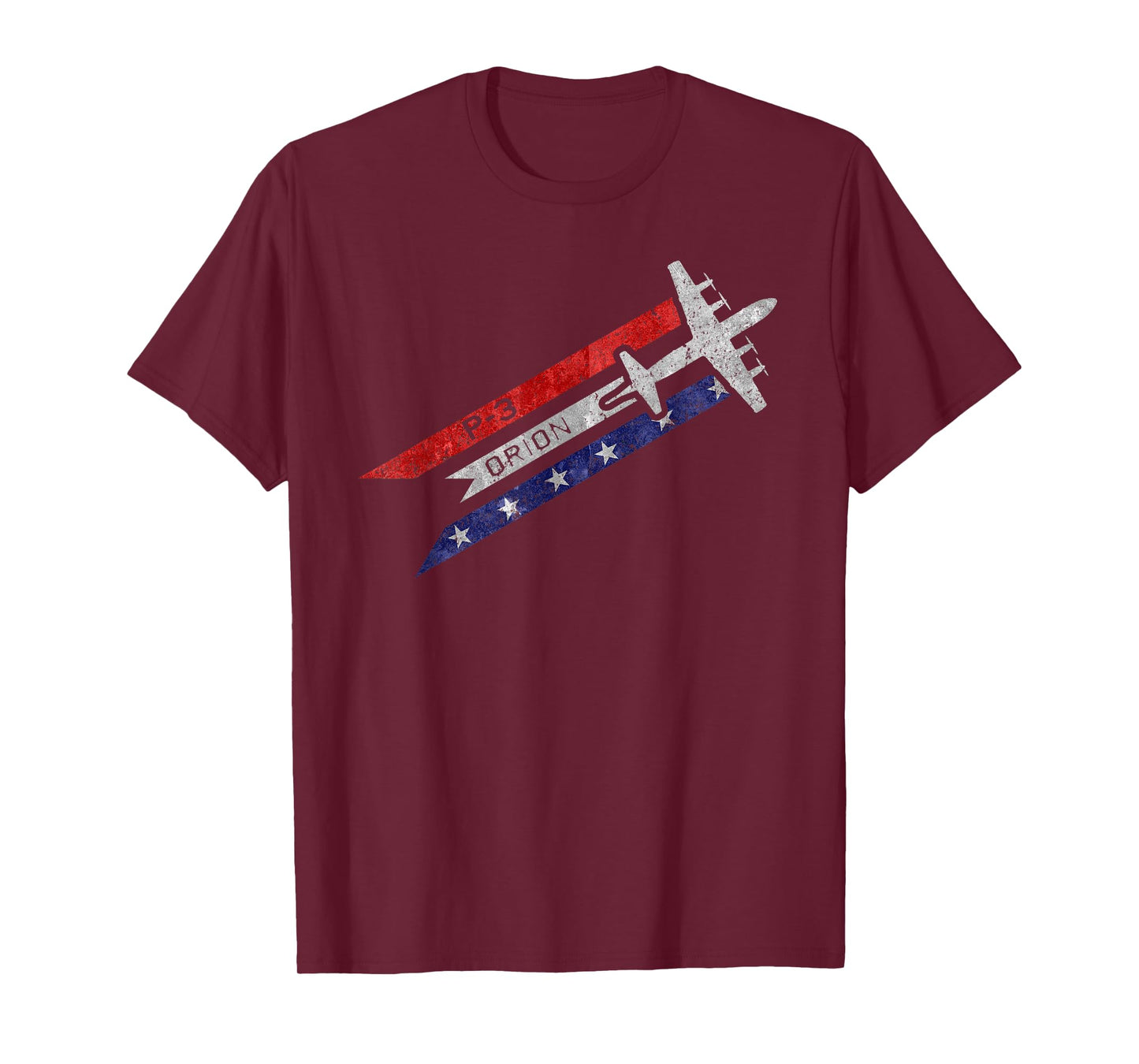 P-3 Orion Military Airplane Red White & Blue Vintage T-Shirt