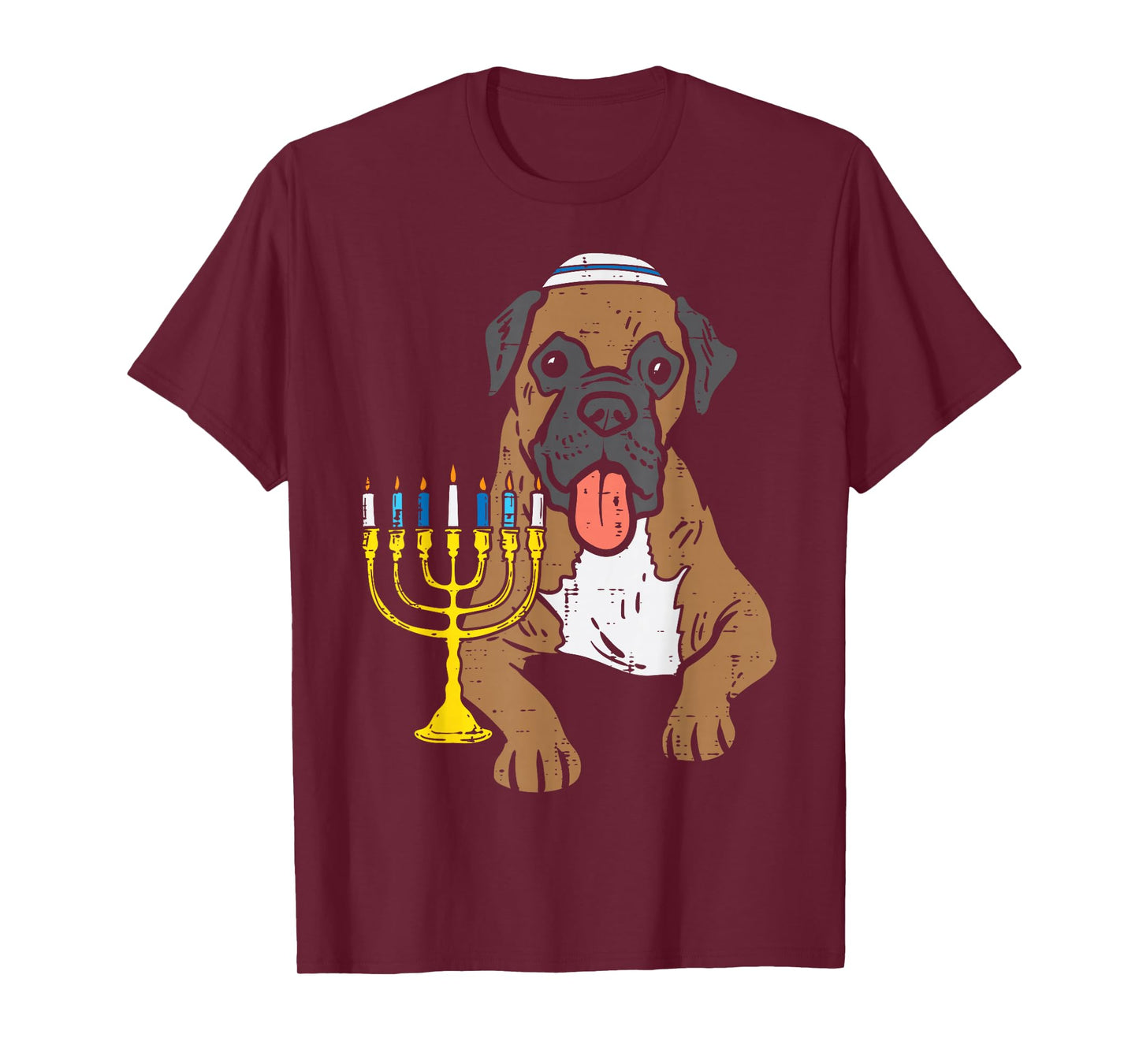 Jewish Boxer Dog Menorah Hanukkah Pajamas Chanukah PJs T-Shirt
