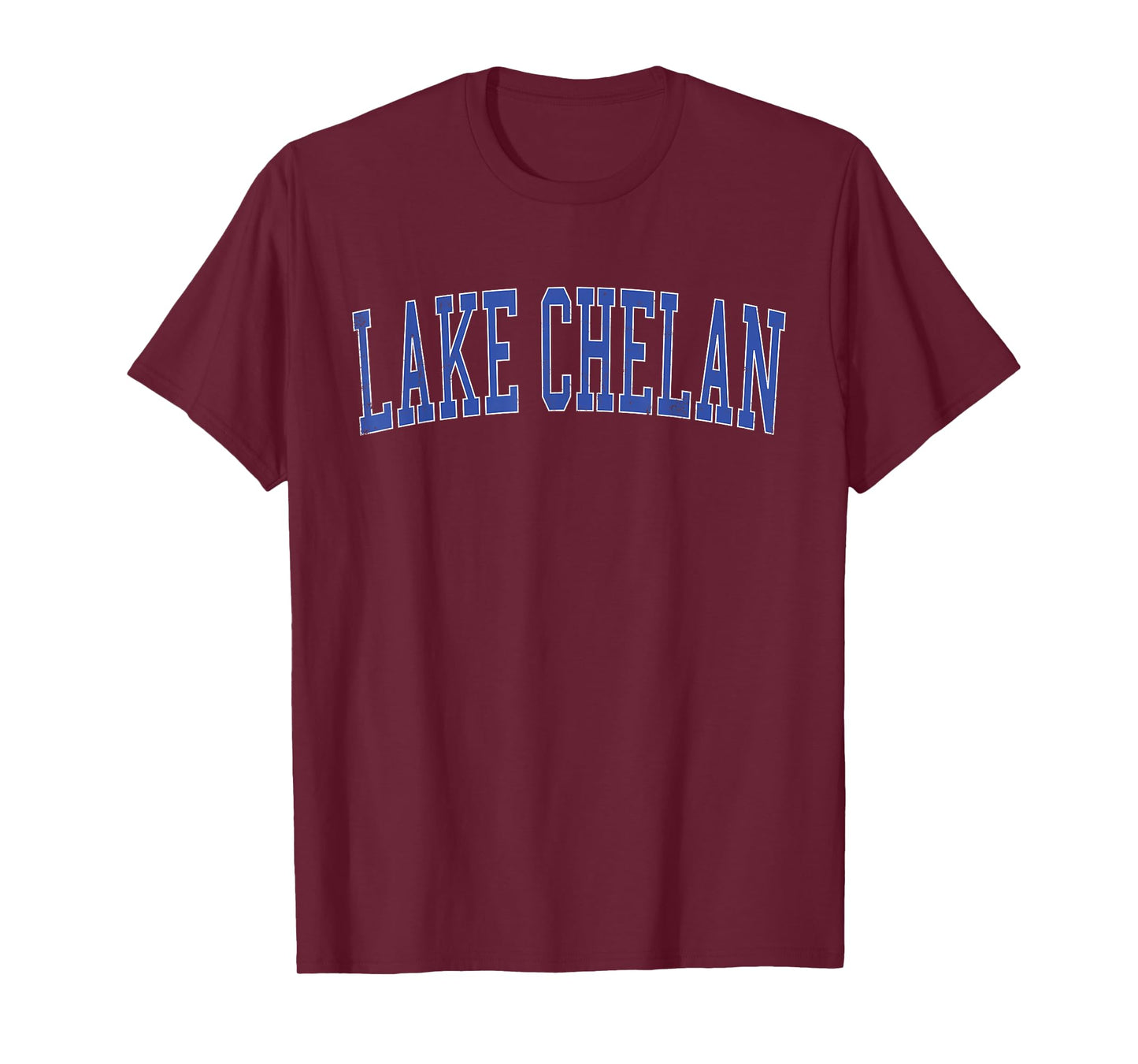 Vintage Lake Chelan Distressed Blue Varsity Style T-Shirt