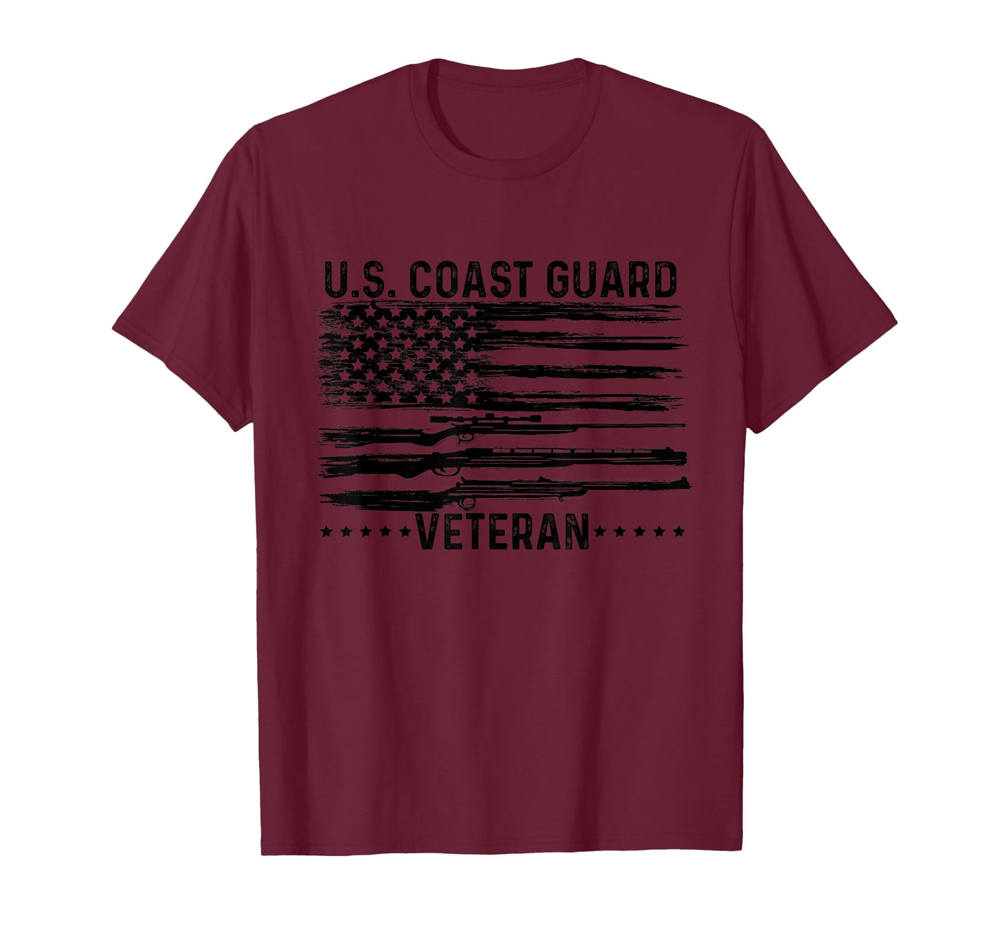 US Coast Guard Veteran USCG Distressed American Flag T-Shirt