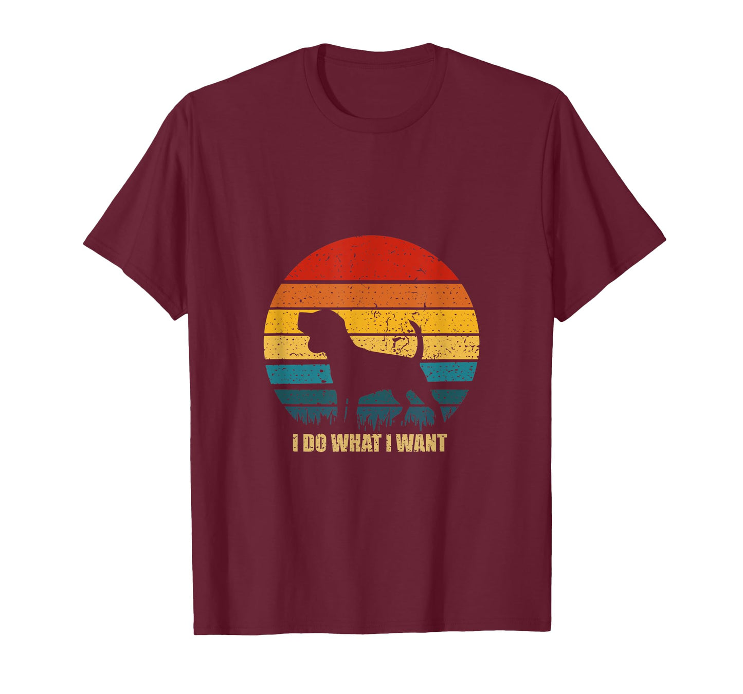 Funny Dog Gift Vintage Sunset I Do What I Want Dog Men Women T-Shirt