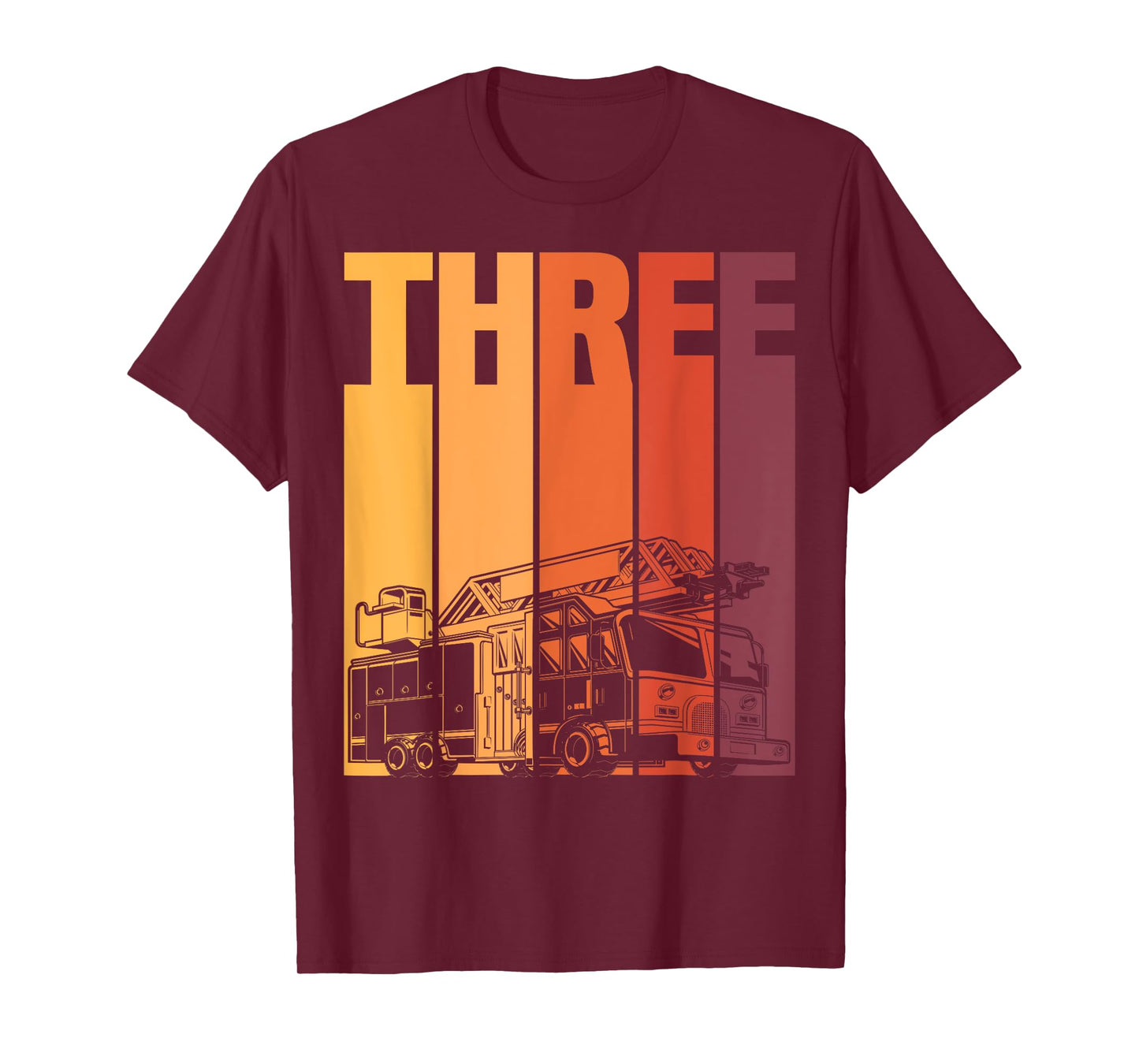 3 Year Old Firefighter Kids Fire Truck 3rd Birthday Boy T-Shirt