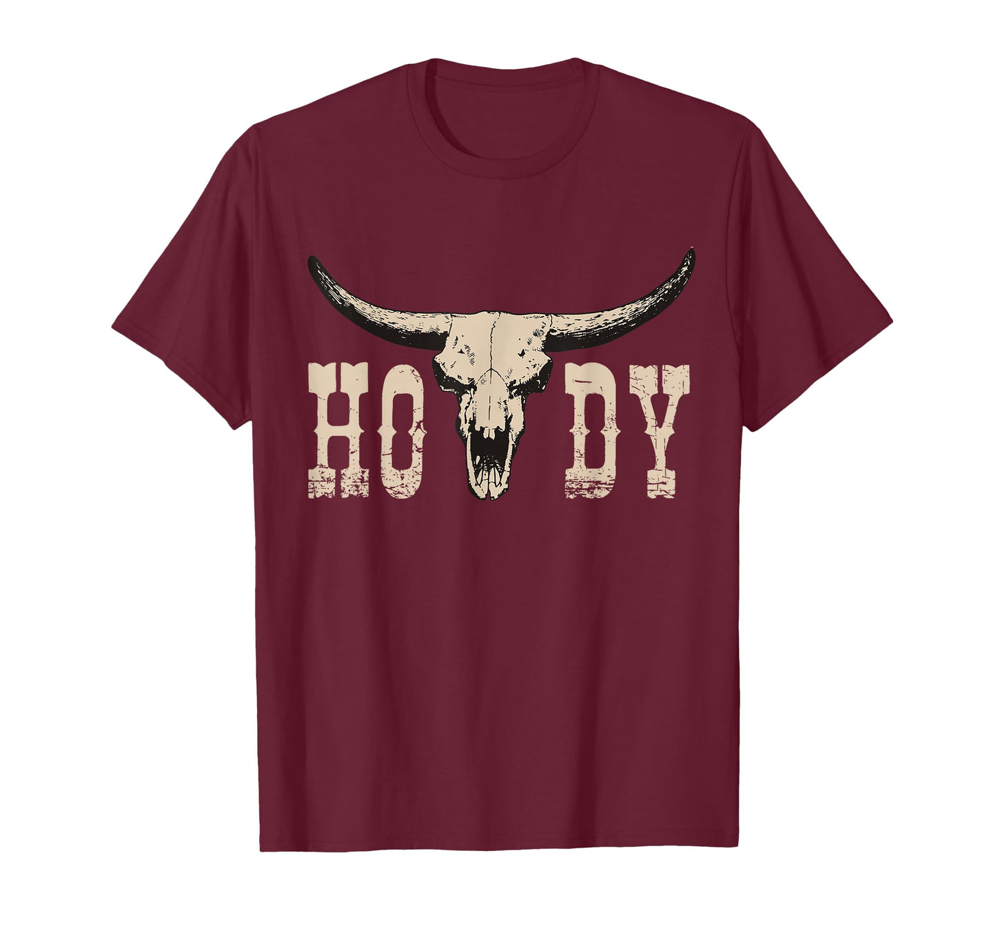 White Howdy Cow Skull Rodeo Western Country Southern Cowboy T-Shirt