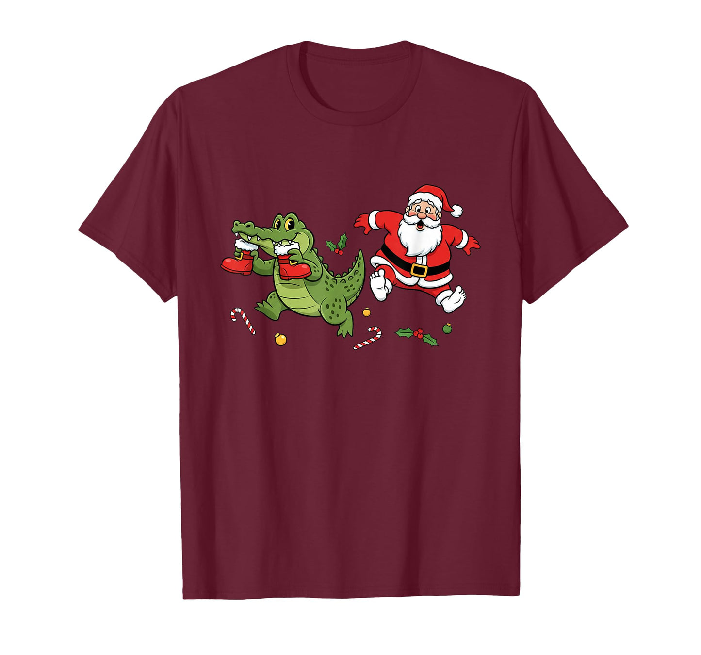 Funny Alligator Santa Claus Boots Christmas Womens Mens Kids T-Shirt