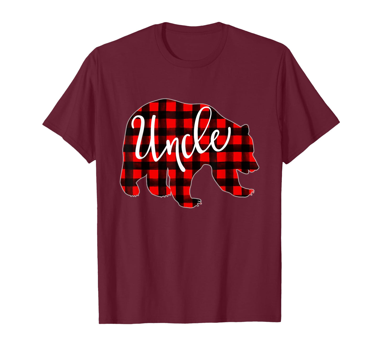 Red Plaid Uncle Bear Matching Family Christmas Eve Buffalo T-Shirt