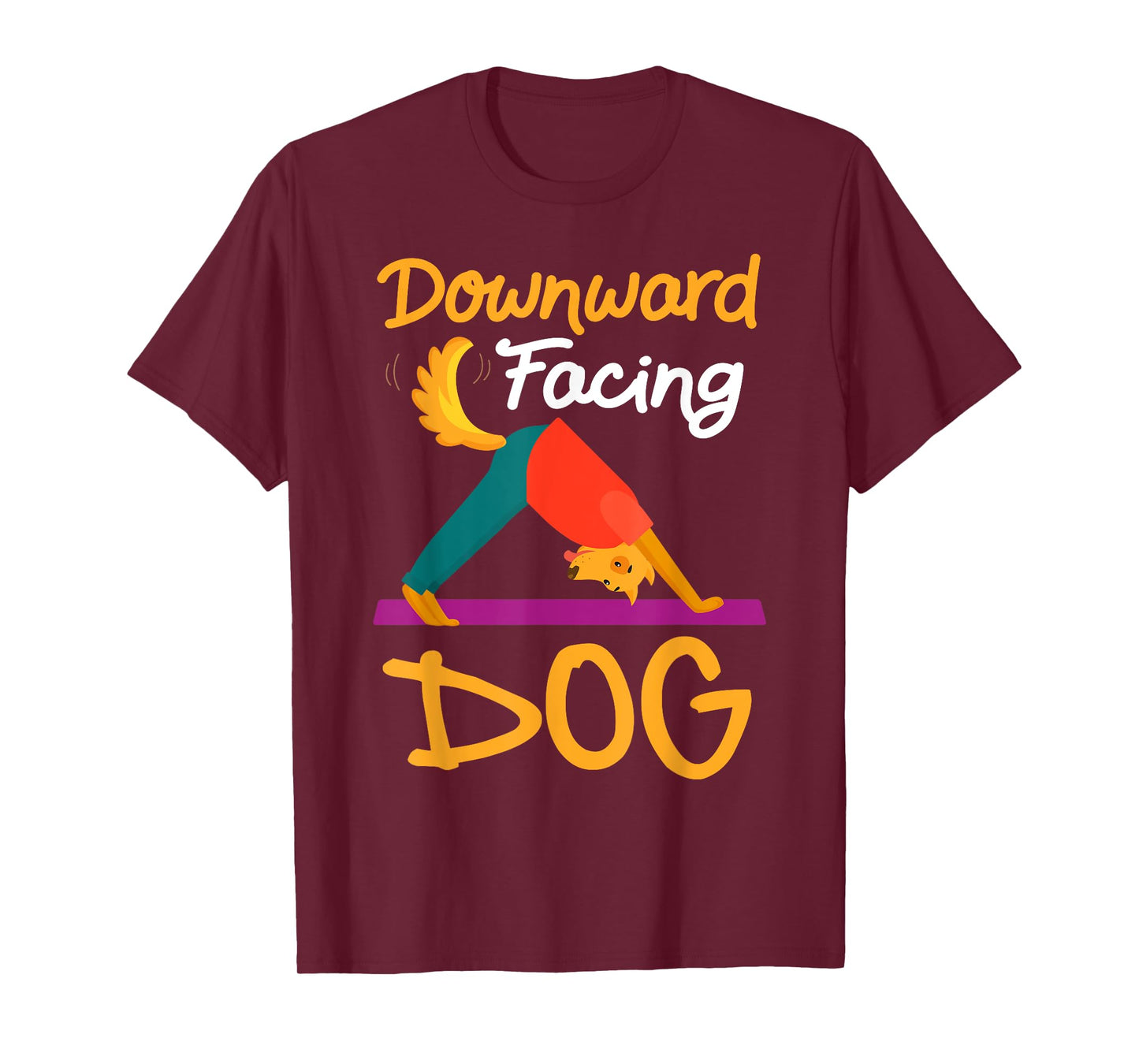 Funny Downward Facing Dog On Yoga Mat Yoga Pose Meditation T-Shirt
