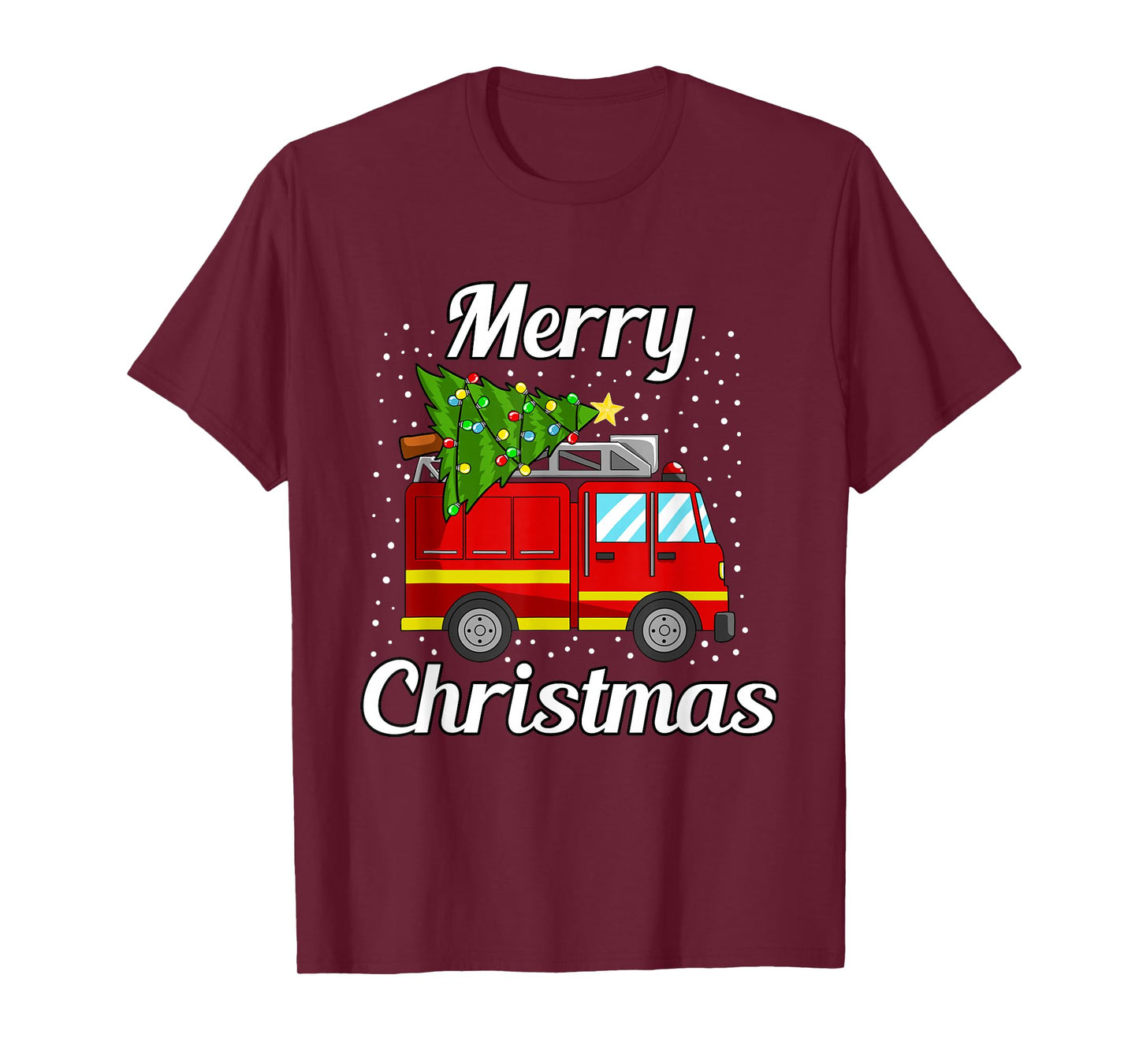 Merry Christmas Tree Firetruck Pajama Firefighter Fireman T-Shirt