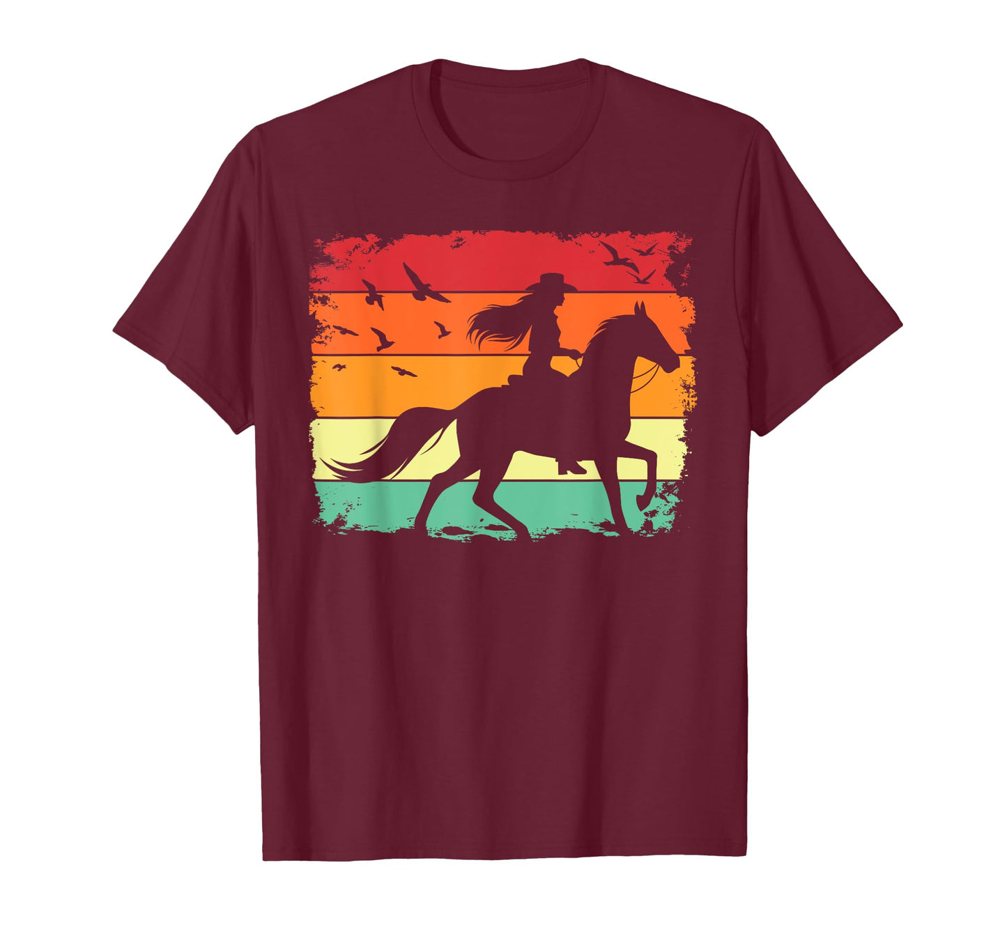 Western Cowgirl Halter Horse Retro Sunset Vintage Style T-Shirt