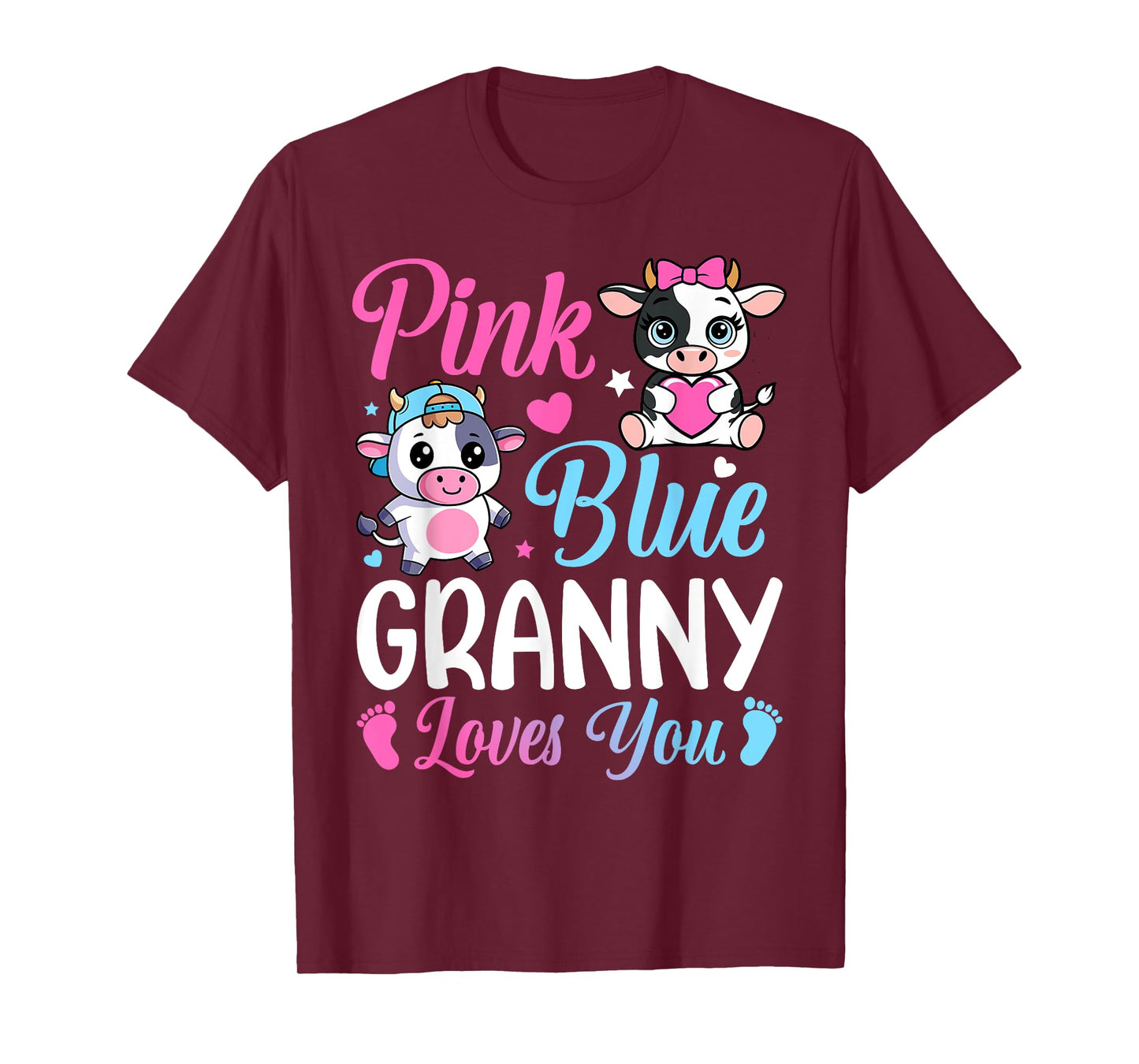 Pink Or Blue Granny Loves You Cow Gender Reveal Family T-Shirt