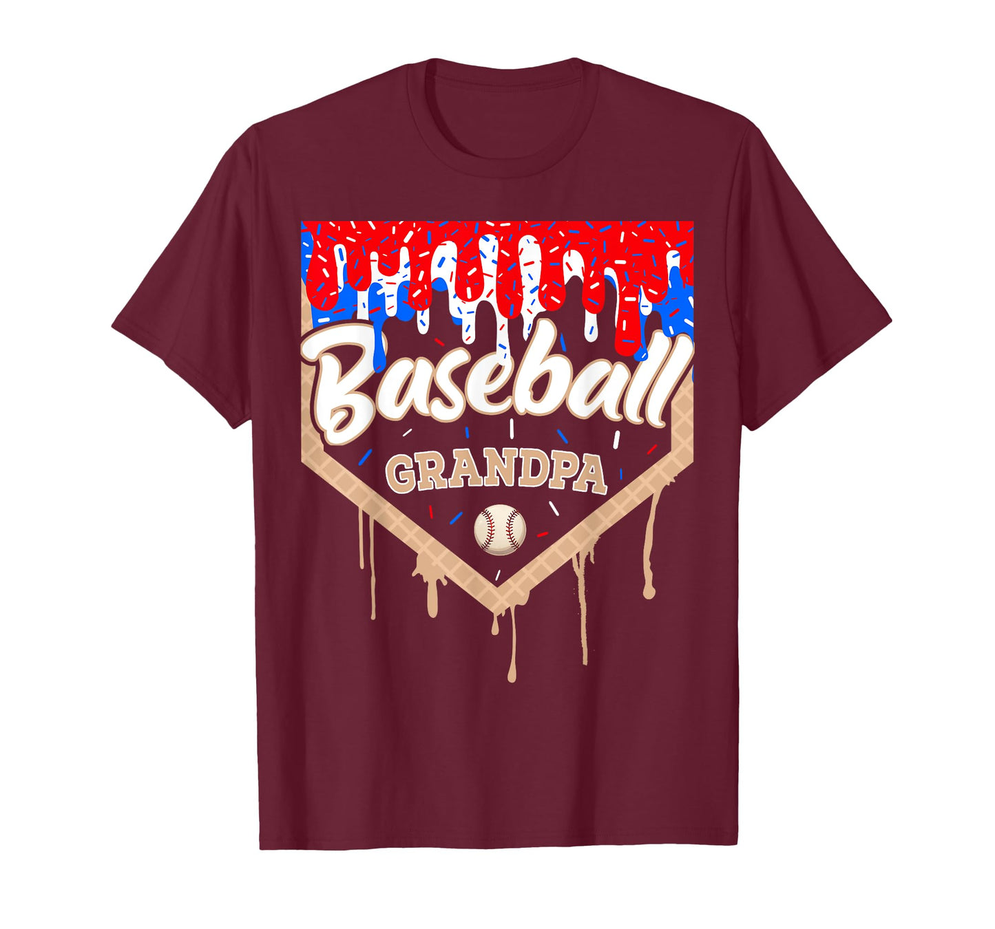 Baseball Drip Grandpa Ice Cream Home Plate Fathers Day T-Shirt