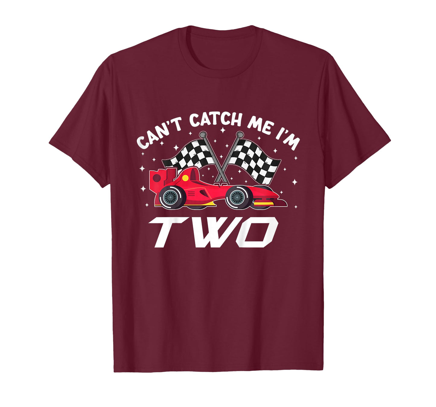 Kids Can’t Catch Me I’m 2, Kids 2rd Birthday Red Racing Car T-Shirt