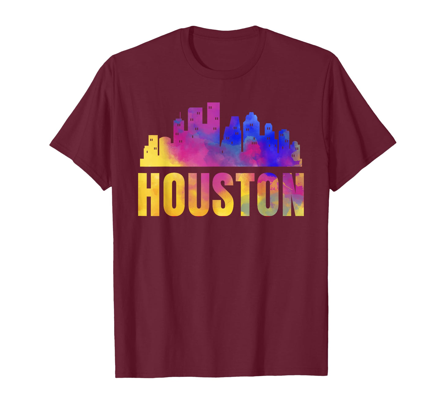Houston Skyline Art Texas City H-Town TX USA State American T-Shirt