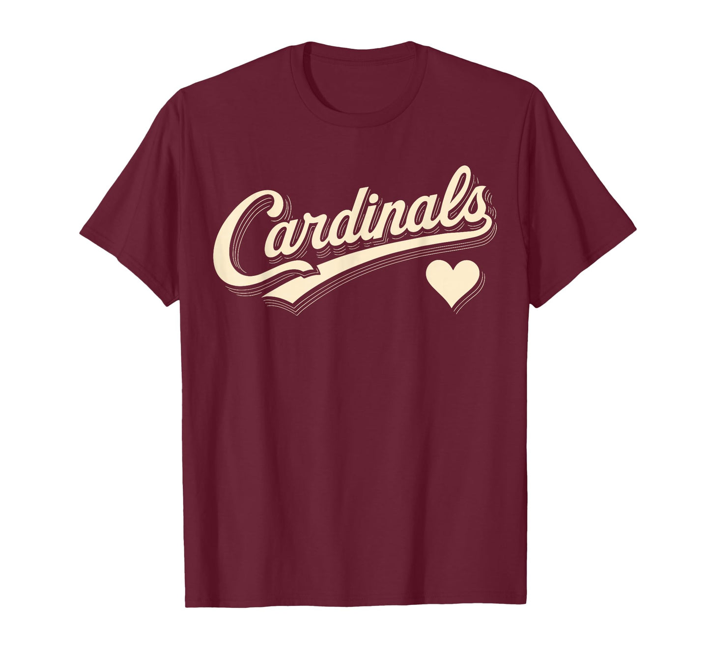 Cardinals Retro Script Typography Heart Gift for Men Women T-Shirt