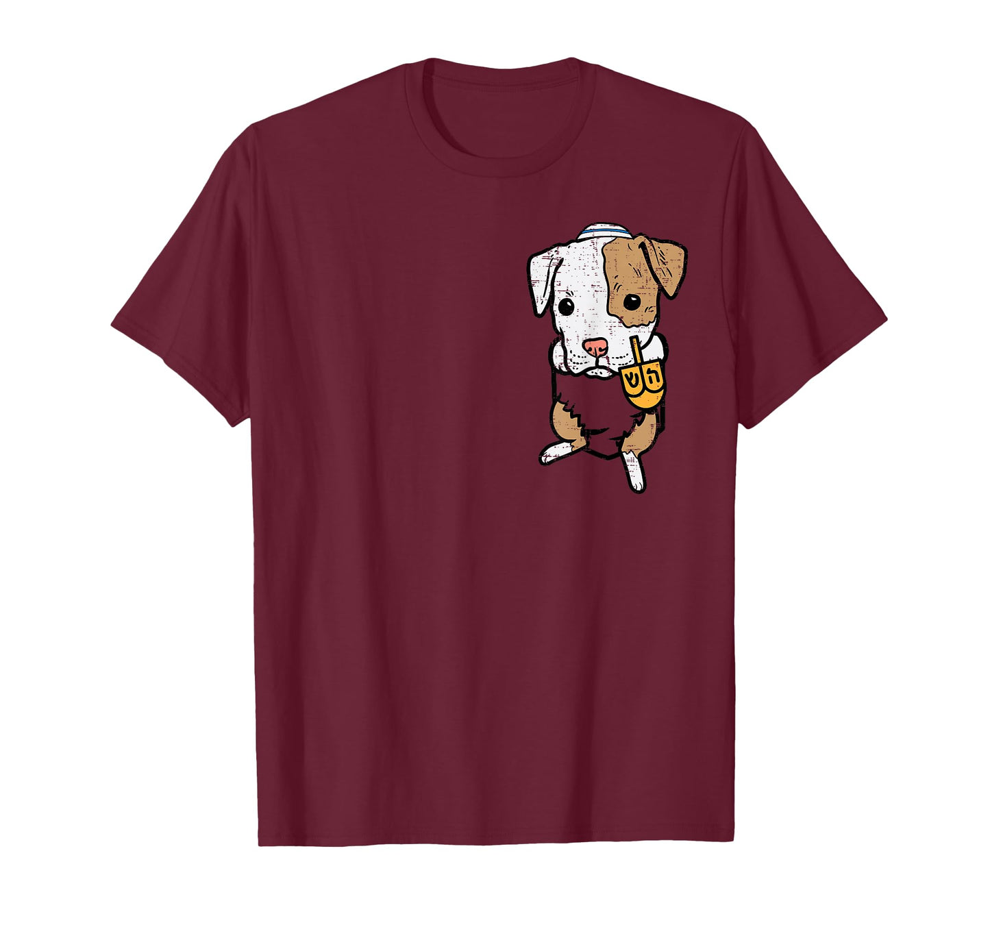 Pocket Dog Pitbull Jewish Hanukkah Pajamas Chanukah PJs T-Shirt