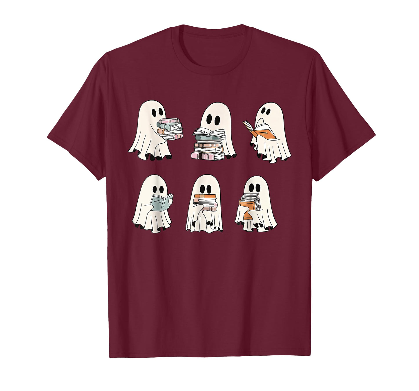 Retro Ghost Reading Books, Halloween bookish ghost bookworm T-Shirt