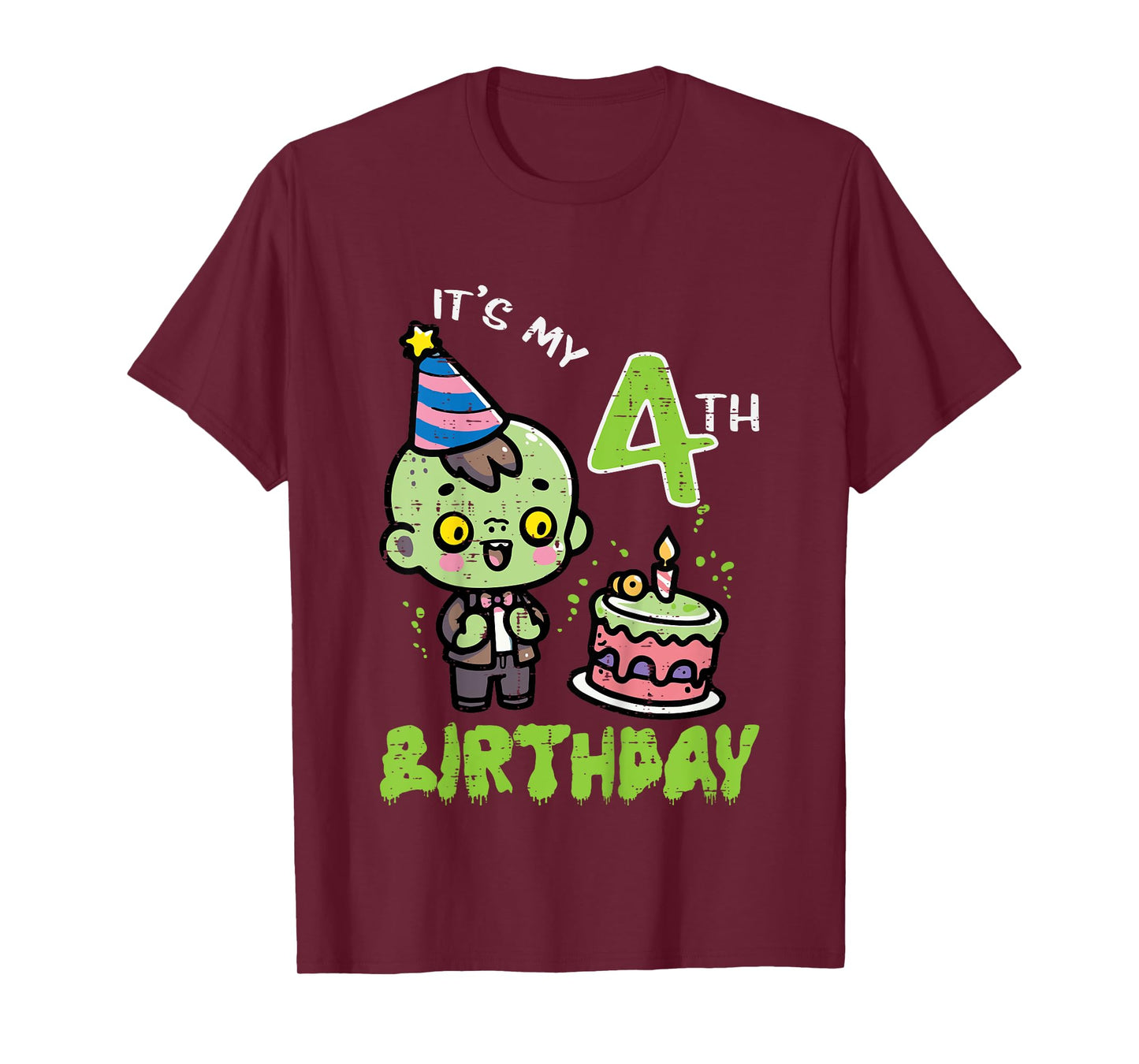 Its My 4th Birthday Zombie 4 Four Year Old Bday Boys Girls T-Shirt