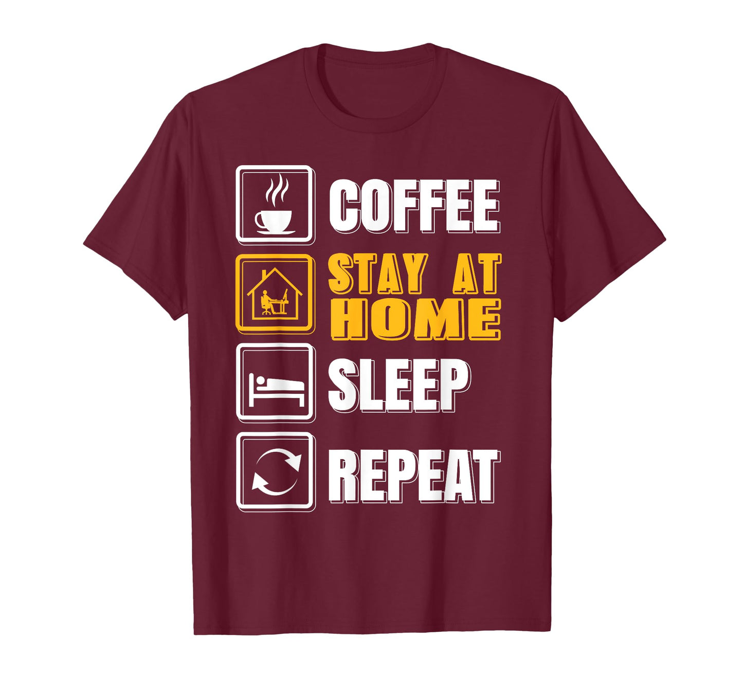 Funny Coffee Stay at Home Rest Then Repeat Humor Graphic T-Shirt