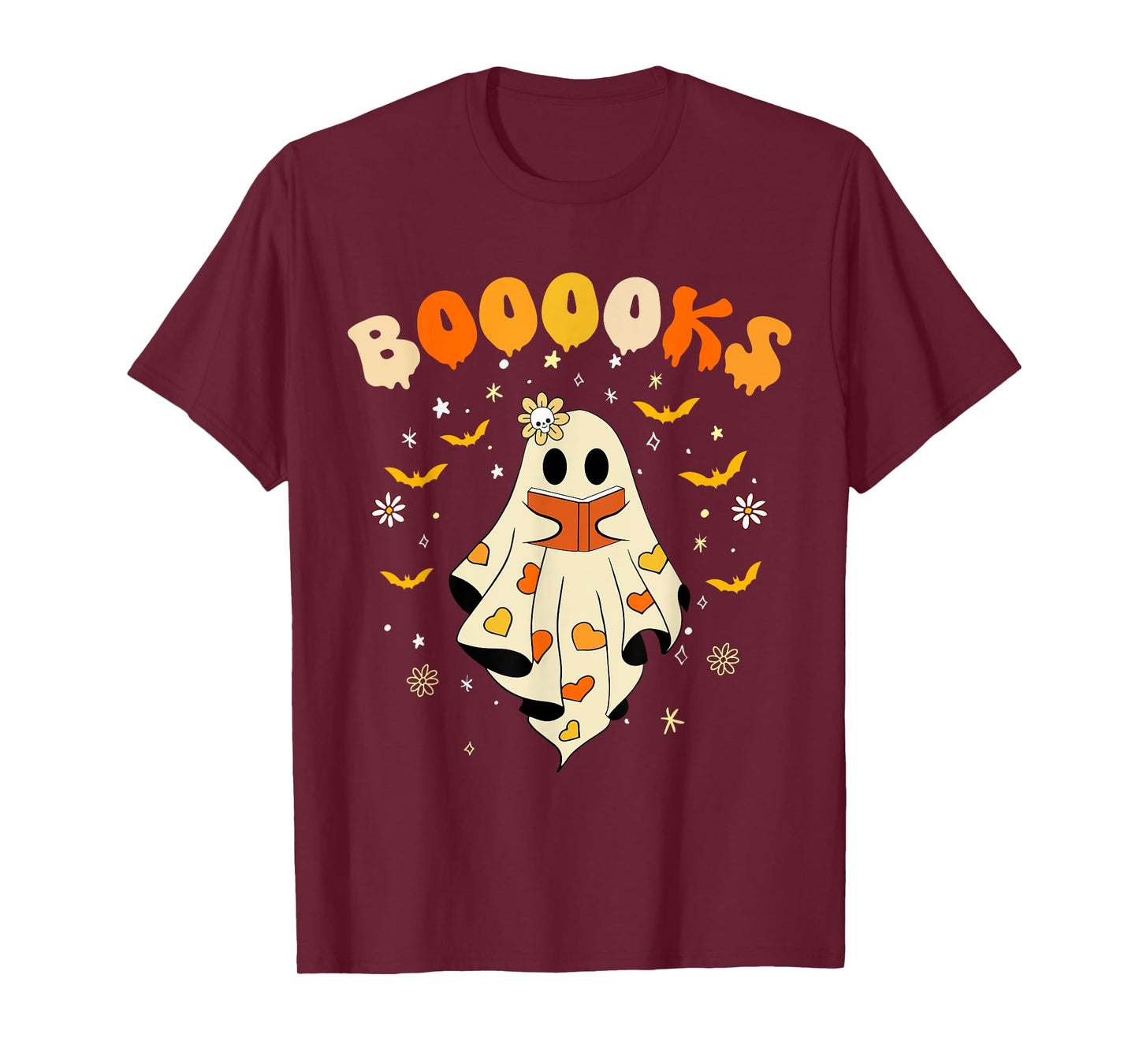 Cute Booooks Ghost Read More Books Funny Teacher Halloween T-Shirt
