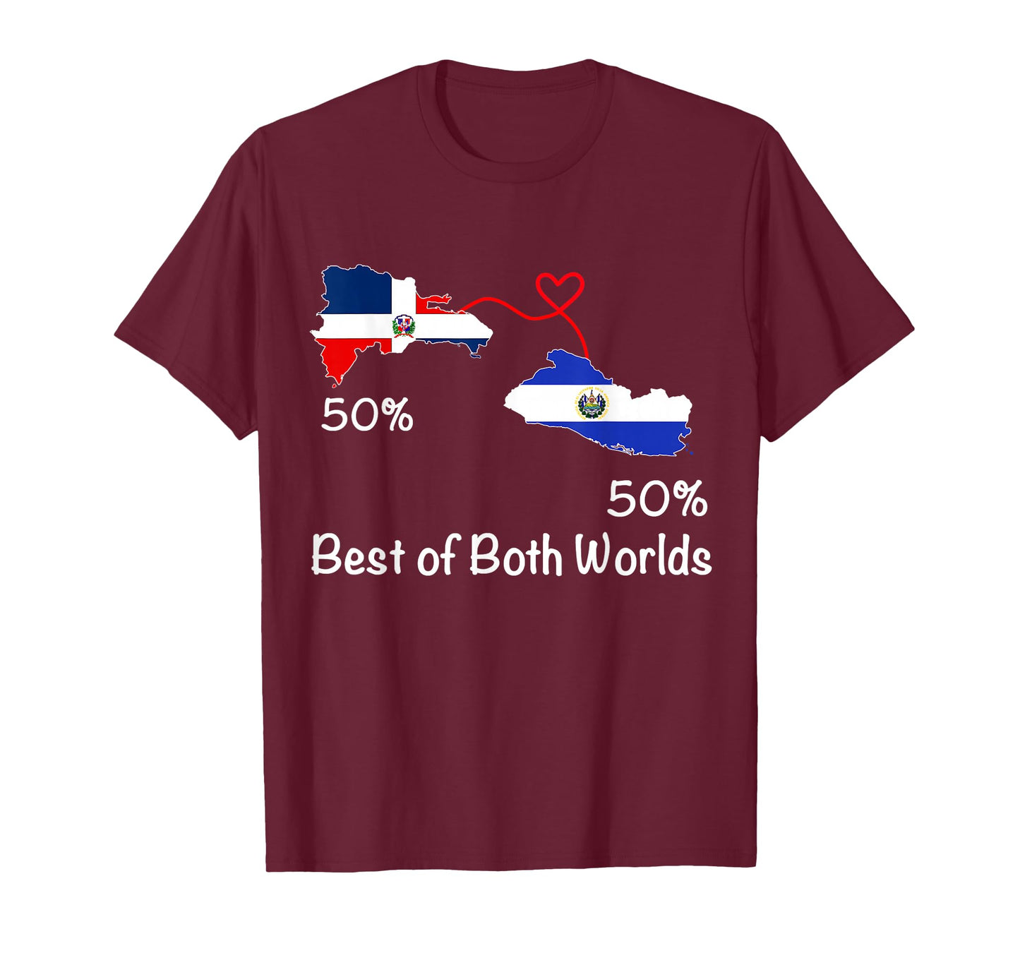 Half Dominican Half Salvadoran Flag Map Love Salvadoran RD T-Shirt