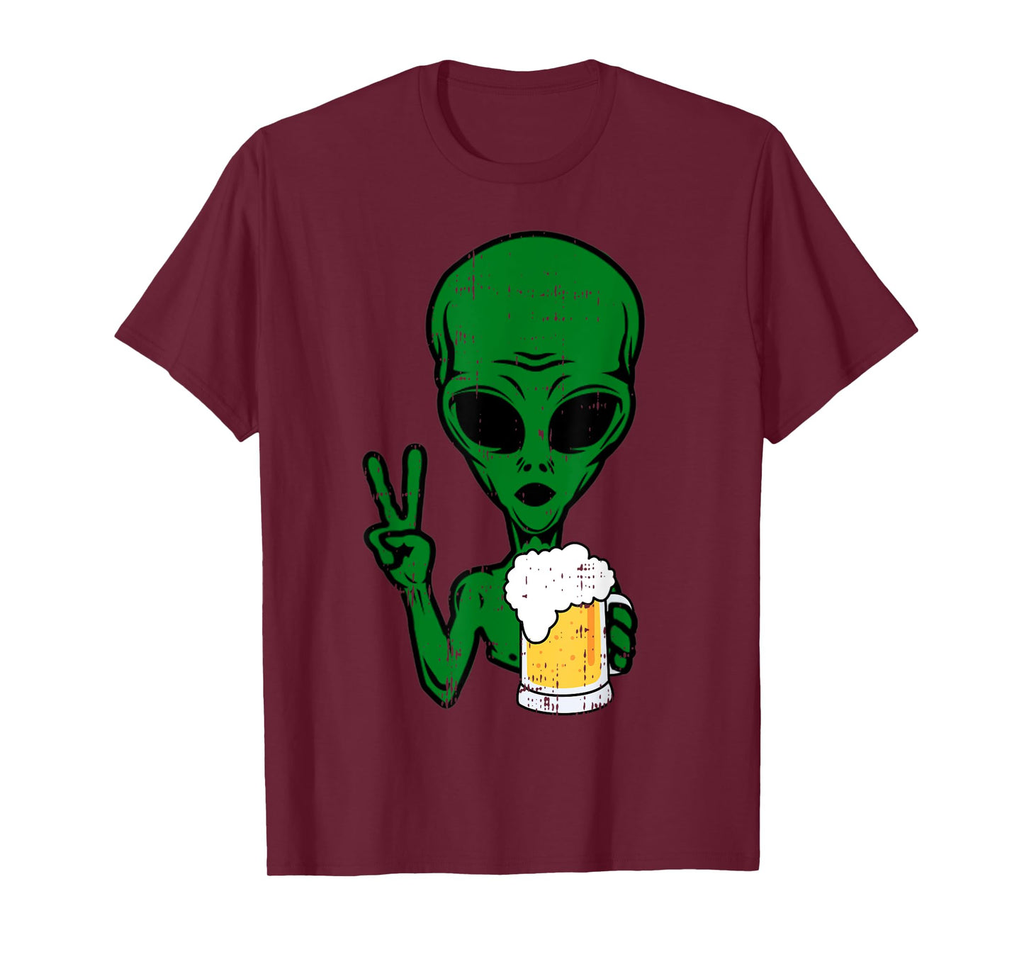 Area-51 Alien Beer Peace Sign Lazy Drinking Halloween Gift T-Shirt