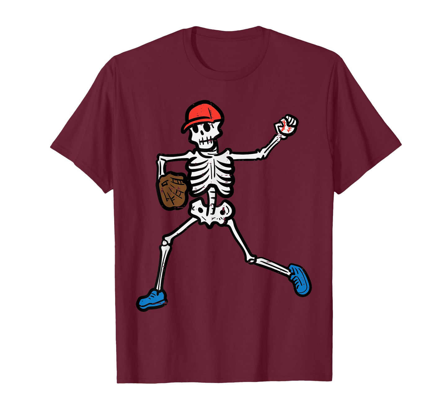 Halloween Baseball Pitcher Skeleton Costume Boys Kids Men T-Shirt