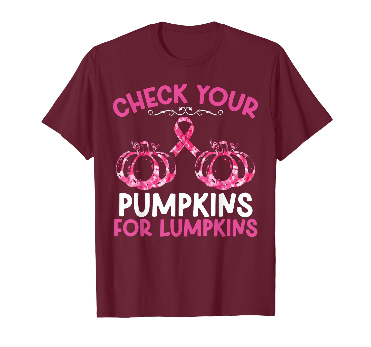 Check Your Pumpkins Breast Cancer Awareness Halloween Women T-Shirt