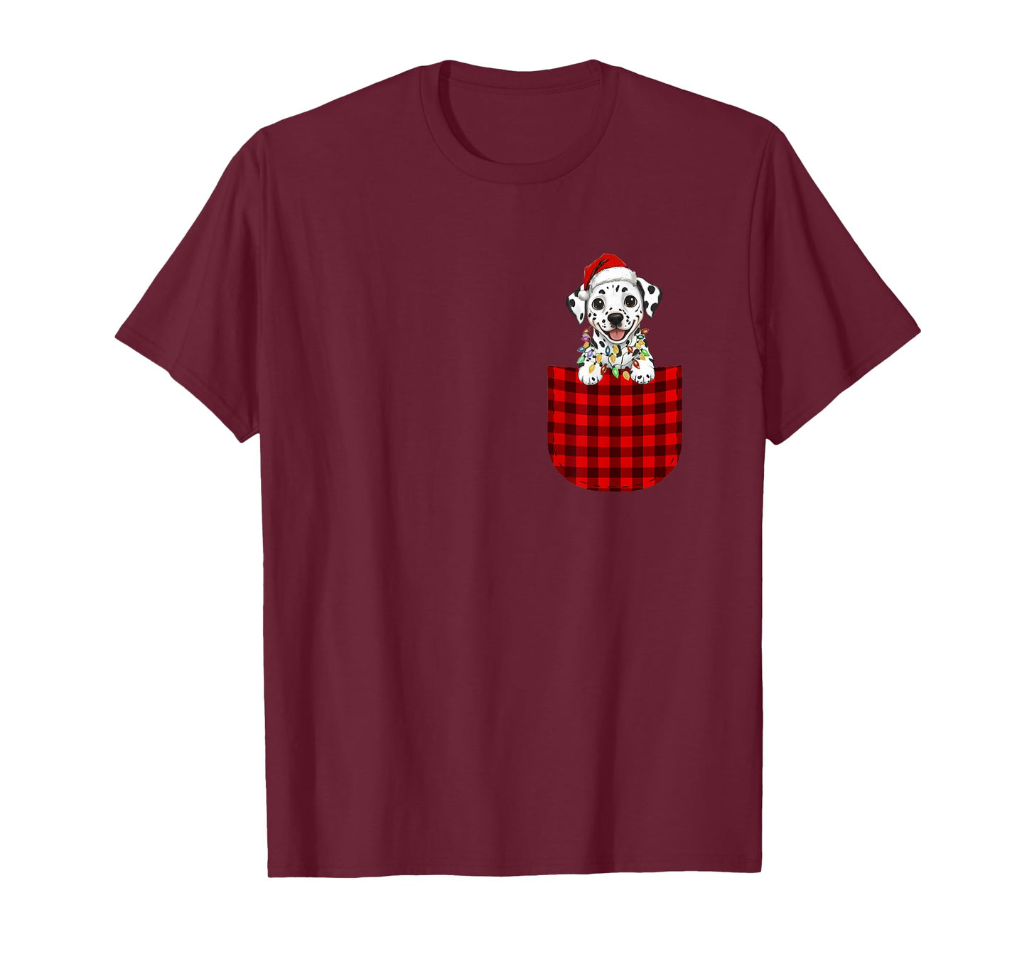 Dalmatian Dog Buffalo Red Plaid Pocket Christmas Funny T-Shirt