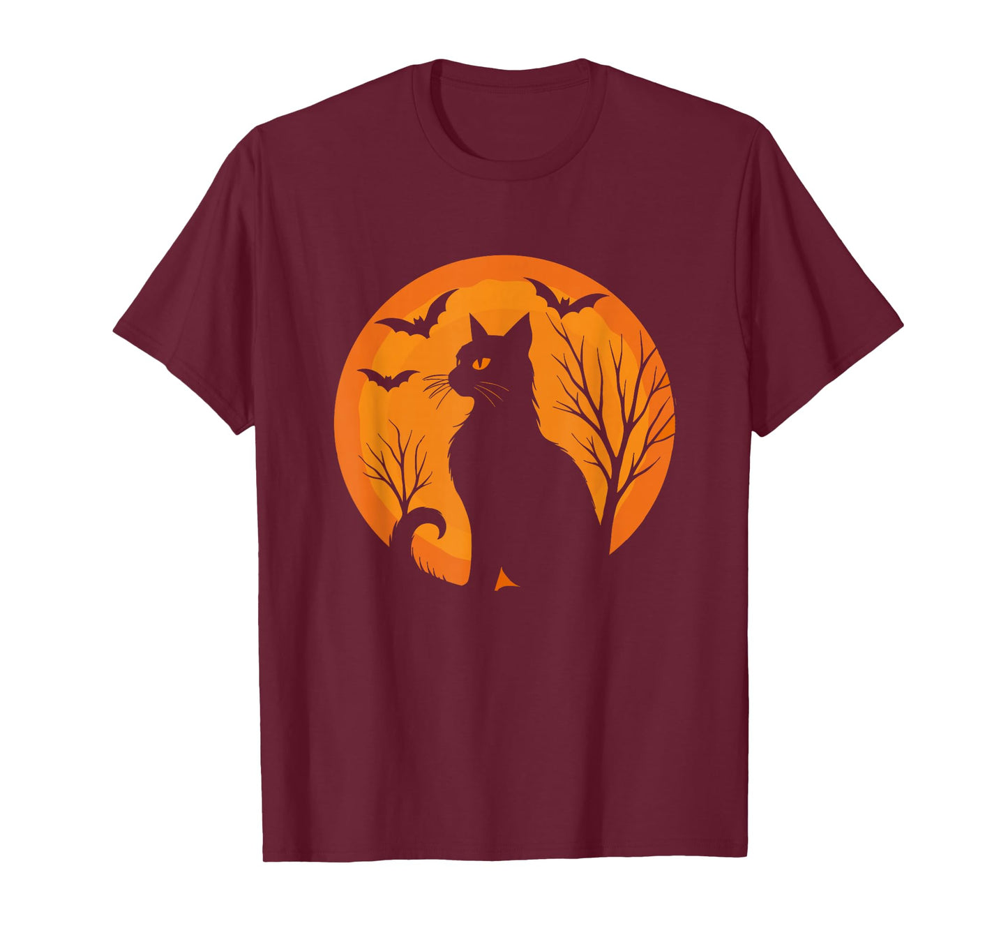 Black Cat Lover Costume Scary Retro Moon Halloween Cat T-Shirt