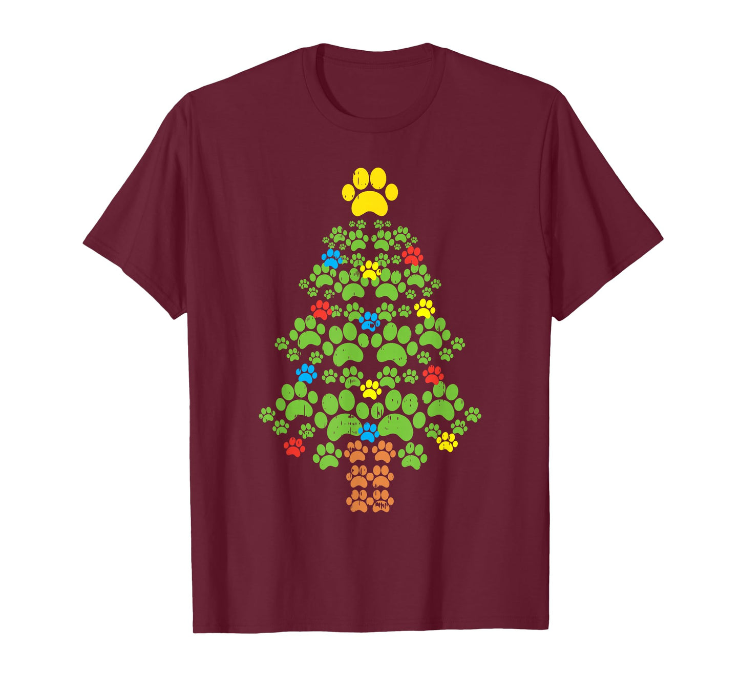 Paw Christmas Tree Cute Dog Lover Christmas Cat Owner Gift T-Shirt