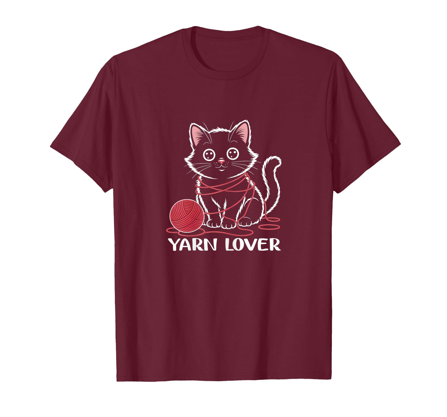 Cute Knitting and Crochet Cat Yarn Lover Funny T-Shirt