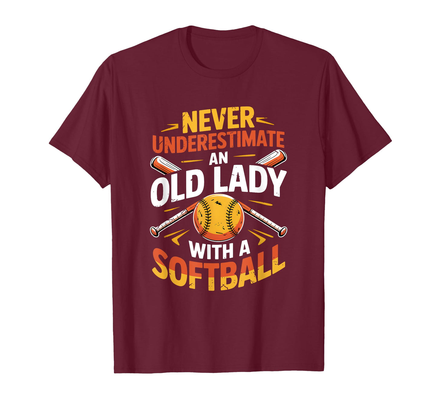 Never Underestimate Old Lady with A Softball Sport Player T-Shirt