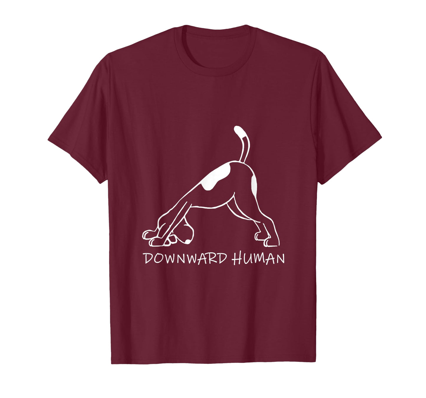 Downward Human Dog Funny Yoga Lover Pet Gift T-Shirt - Women's Black Small Classic Fit Short Sleeve Letter Print T-Shirt