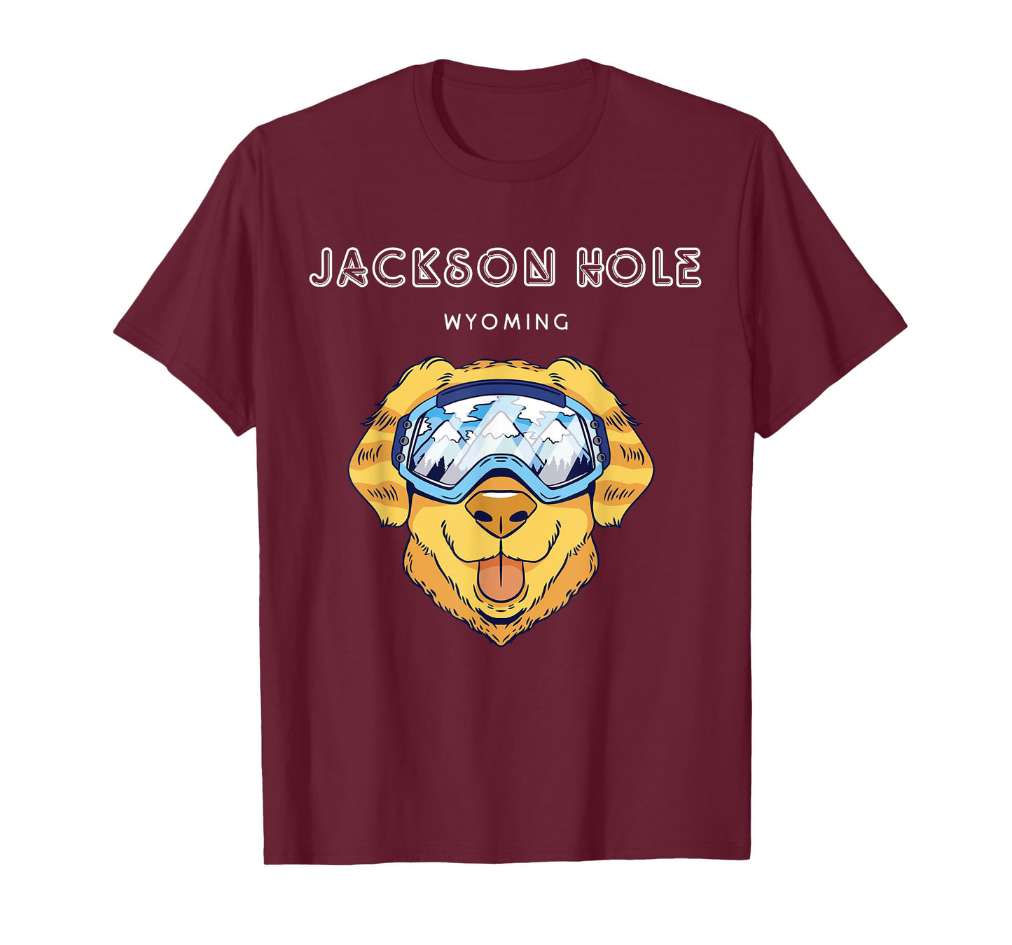 Jackson Hole Wyoming - Funny Dog Ski Googles T-Shirt
