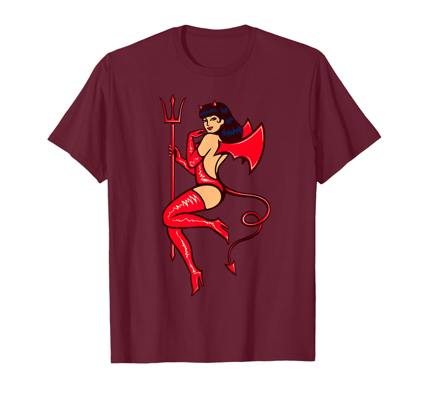 Funny Sexy Devil Girl Trick or Treat Halloween Costume Tee T-Shirt