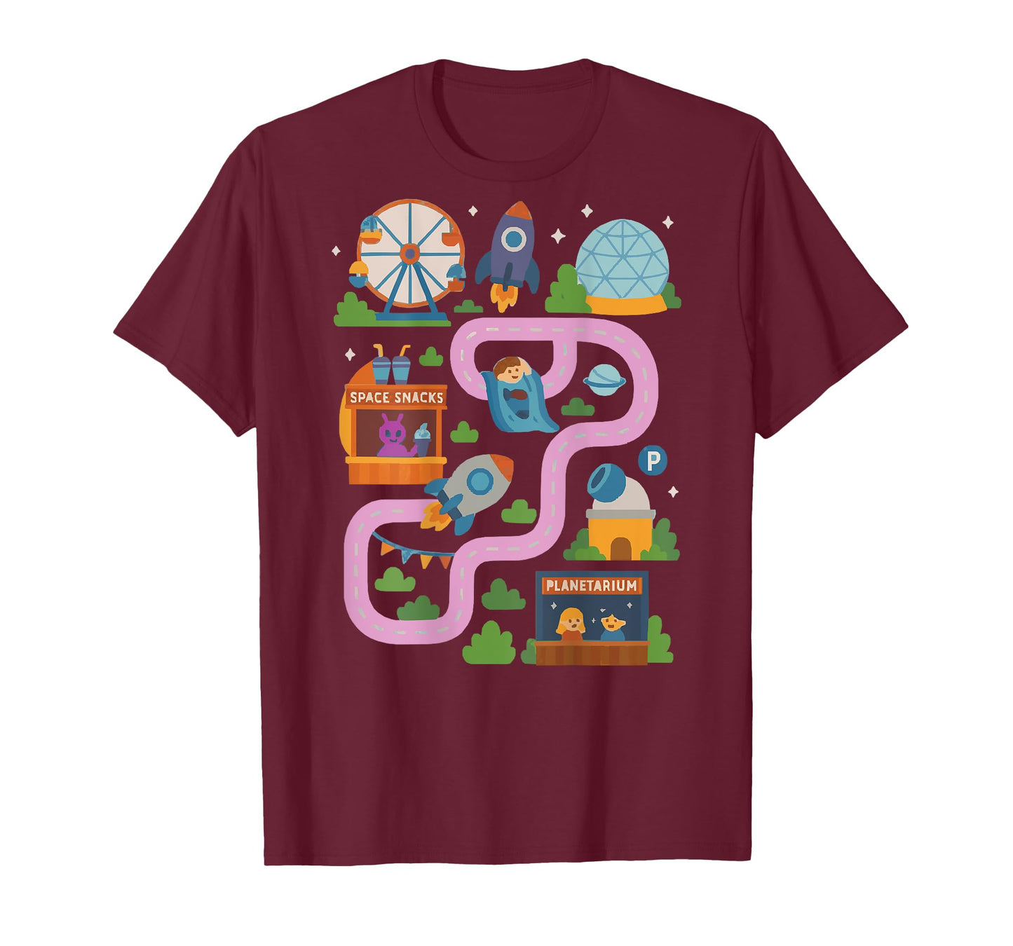 Cool Space park Playmat Car Race Track Mom and Kid Time T-Shirt