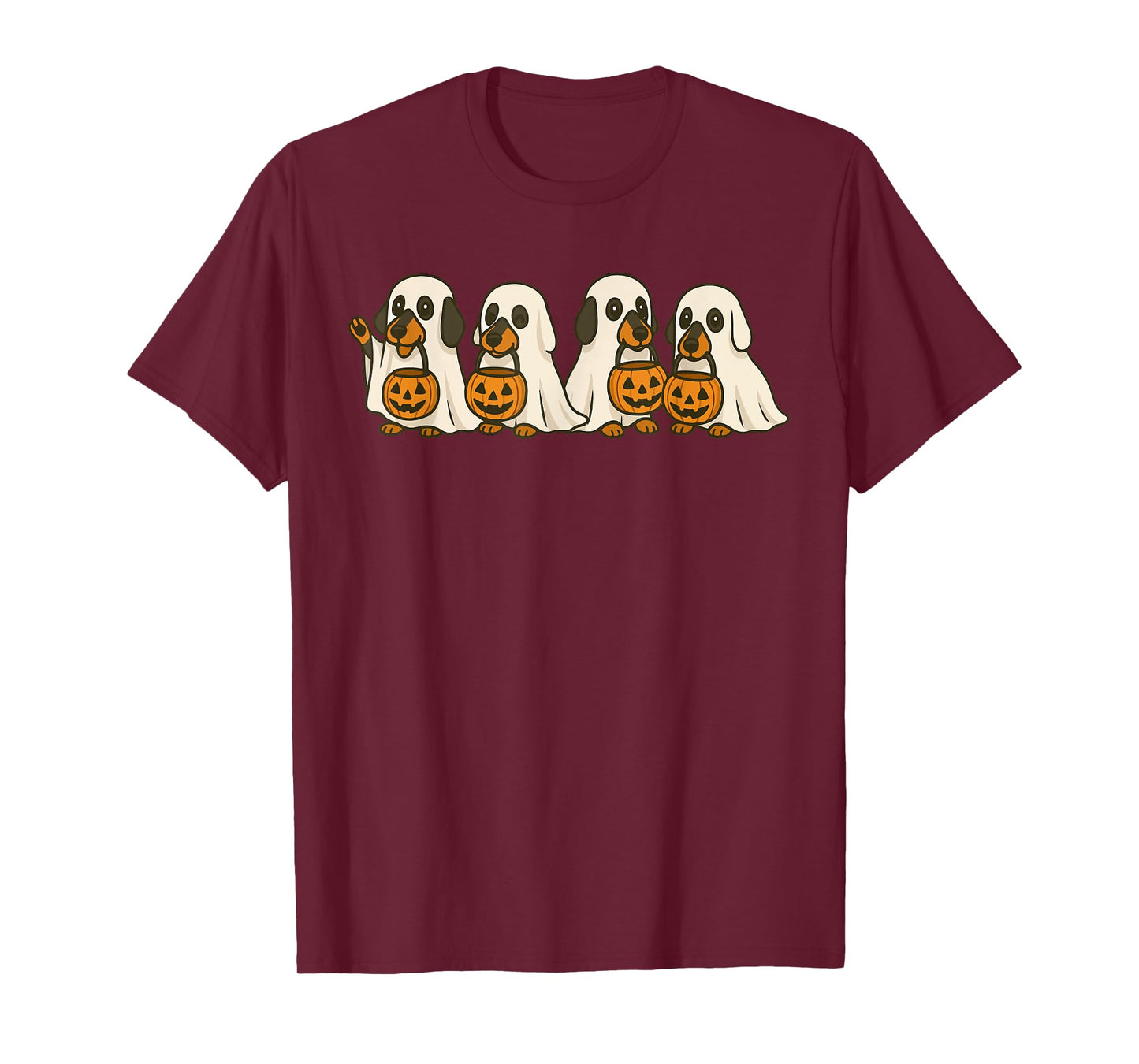 Happy Halloweenie Dachshund Dog Ghost Lazy Halloween Men Women Kids T-Shirt