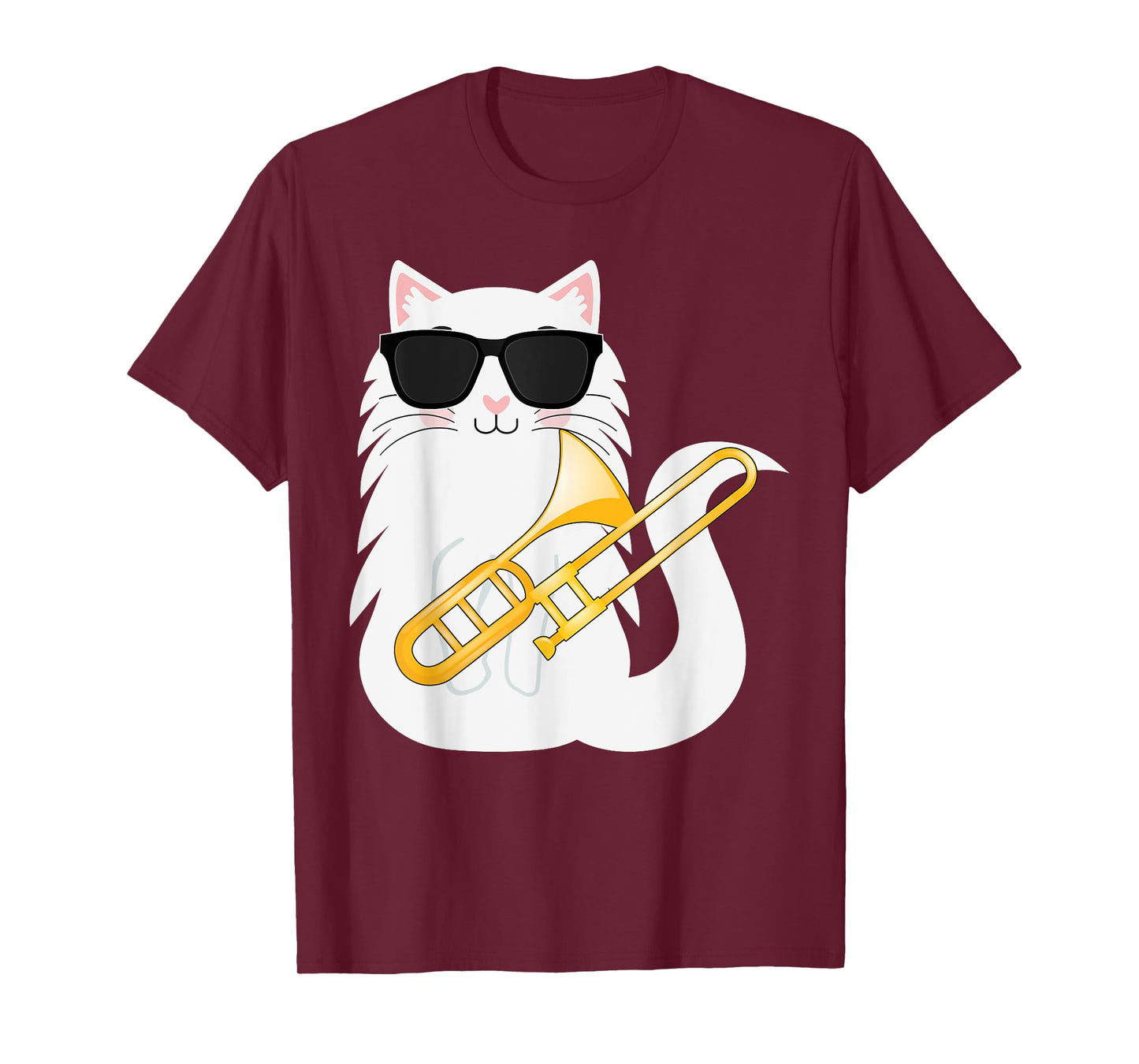 Funny Cat Wearing Sunglasses Playing Trombone T-Shirt