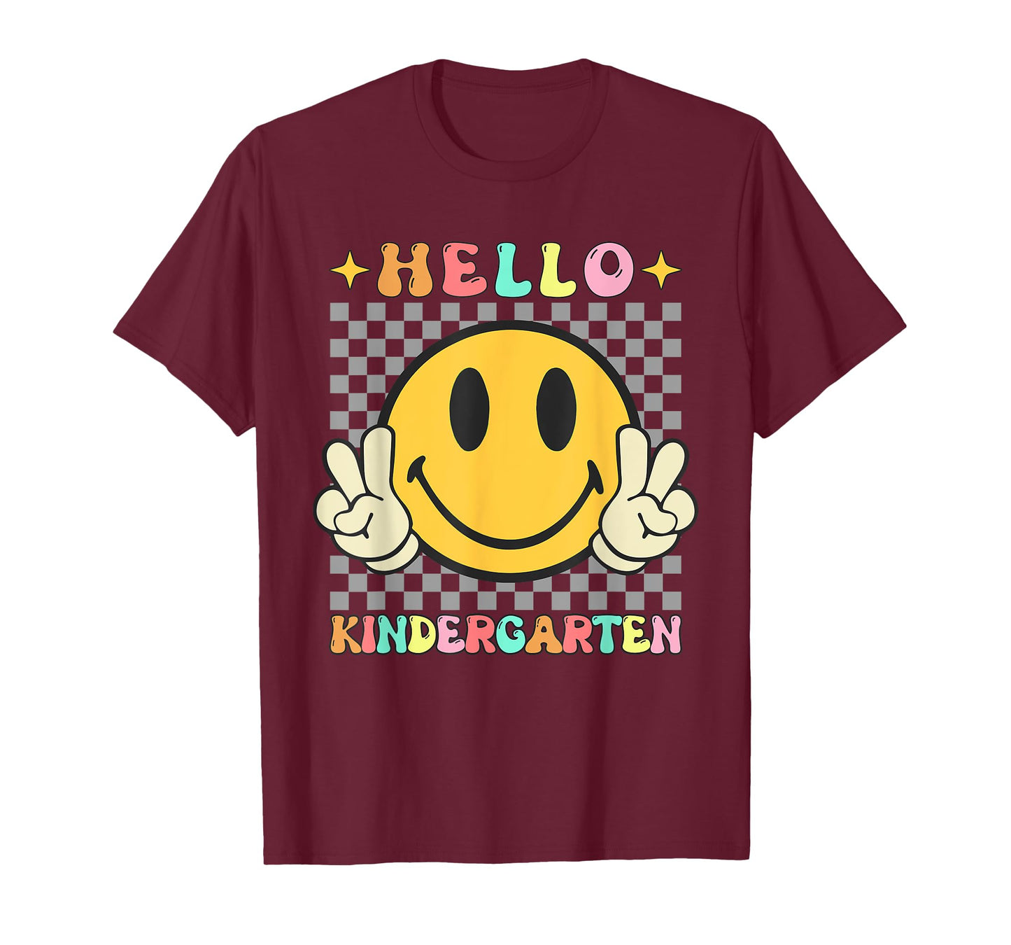 Retro Groovy Kindergarten Back to School Hello Kindergarten T-Shirt