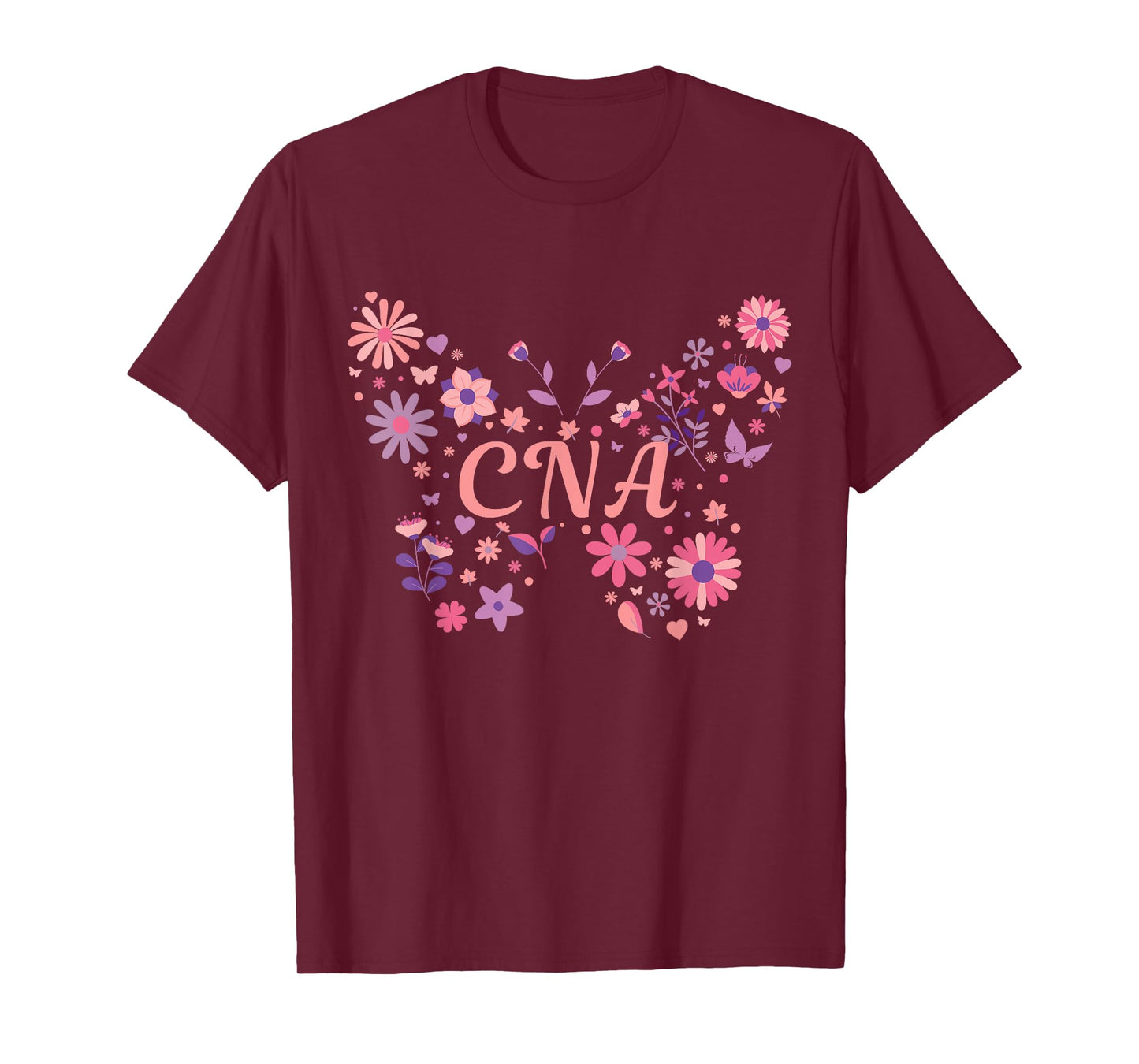 CNA Certified Nursing Assistant - Butterfly Pretty Flowers T-Shirt