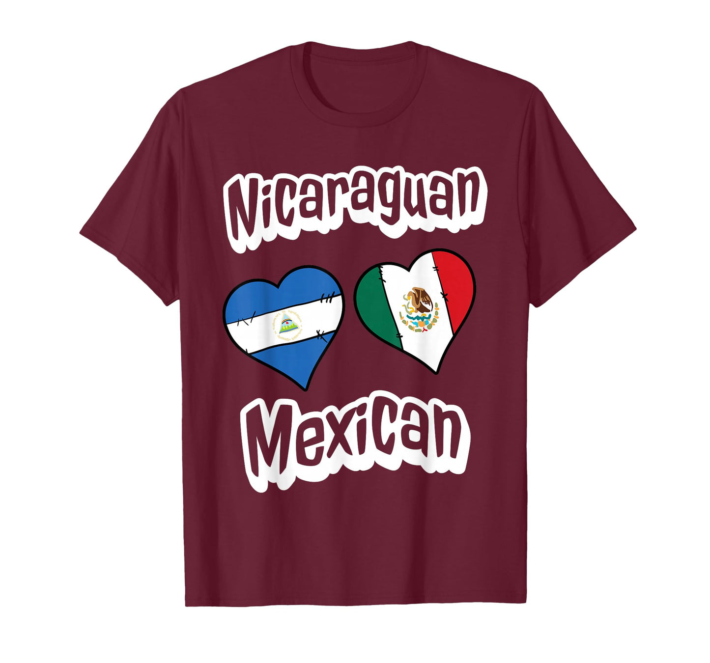 Nicaraguan Mexican Flag Heart Combo Nicaragua Mexico T-Shirt