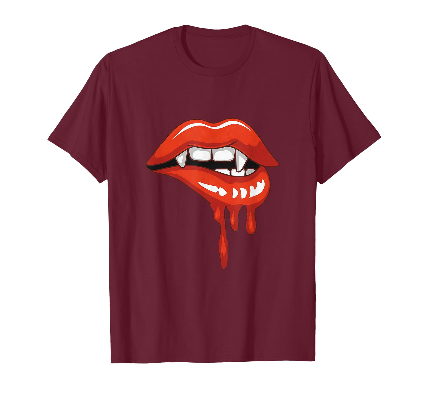 Red Lips Vampire Fangs Teeth Bite Dracula Halloween T-Shirt
