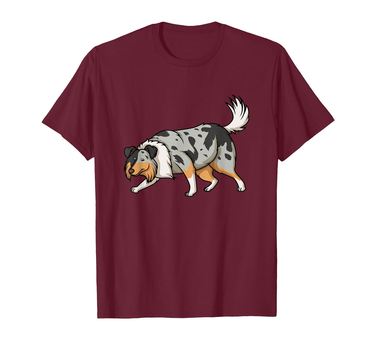Collie Dogs Blue Merle Collie Sniffing Funny Cute T-Shirt