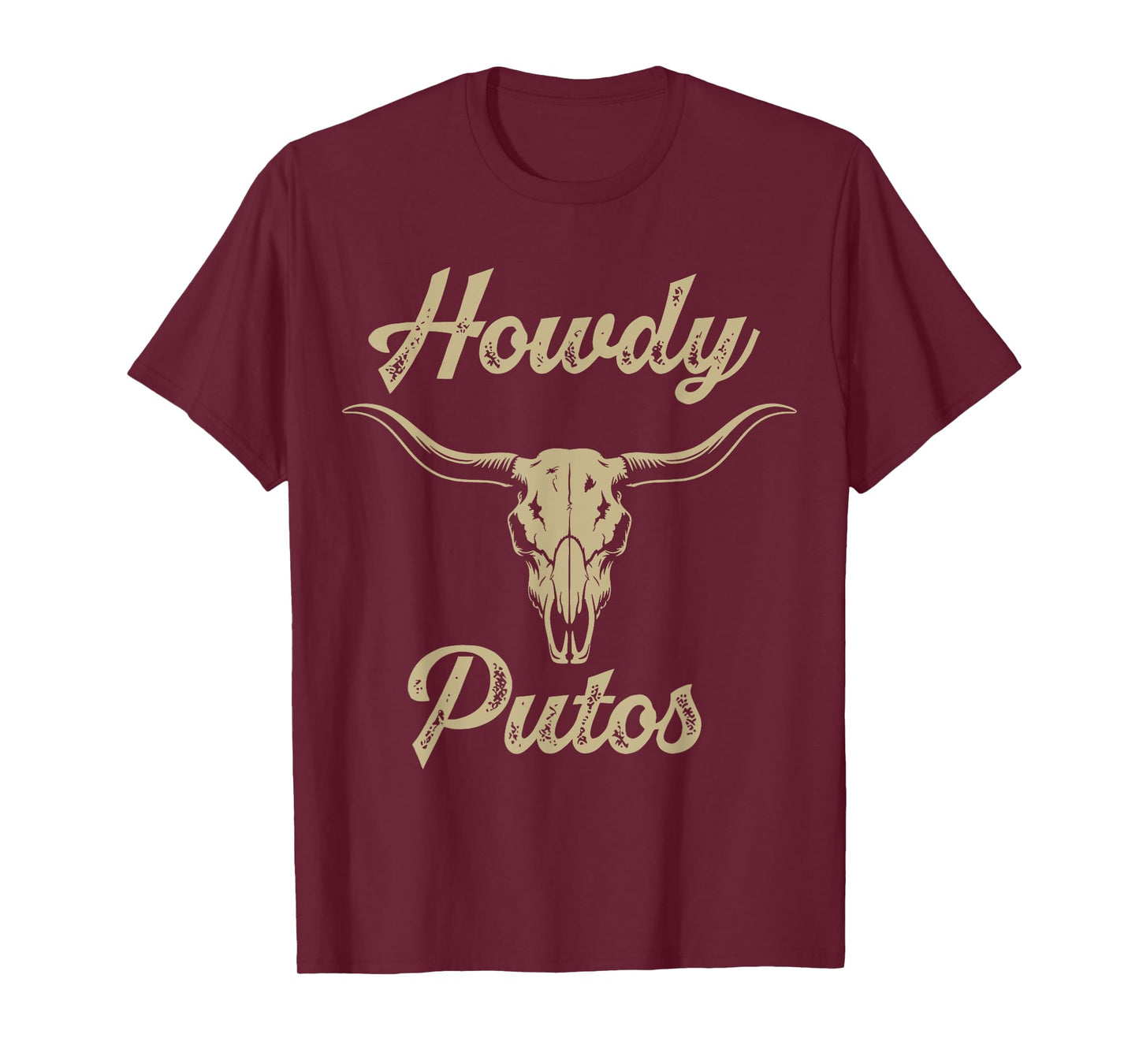 Howdy Putos Bull Skul Country Cowboy Western Graphic T-Shirt