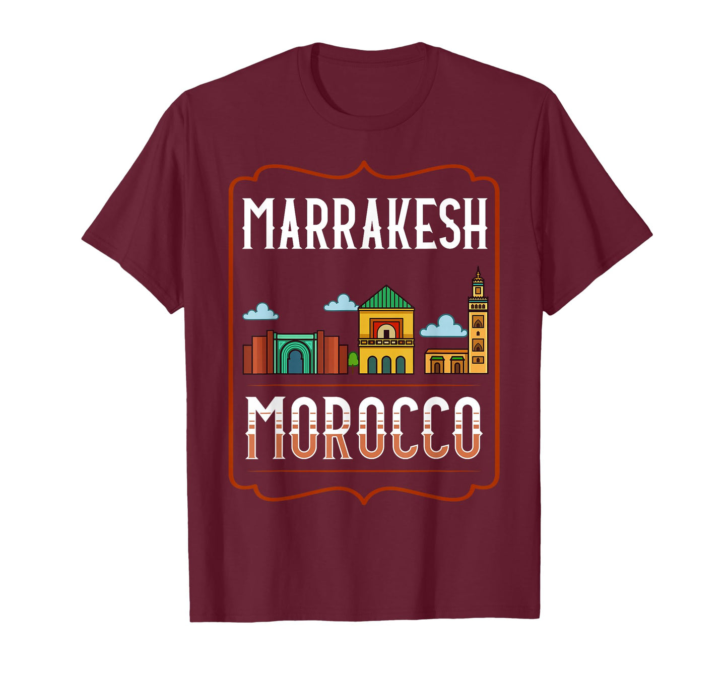 Marrakesh Morocco City Skyline Map Travel T-Shirt