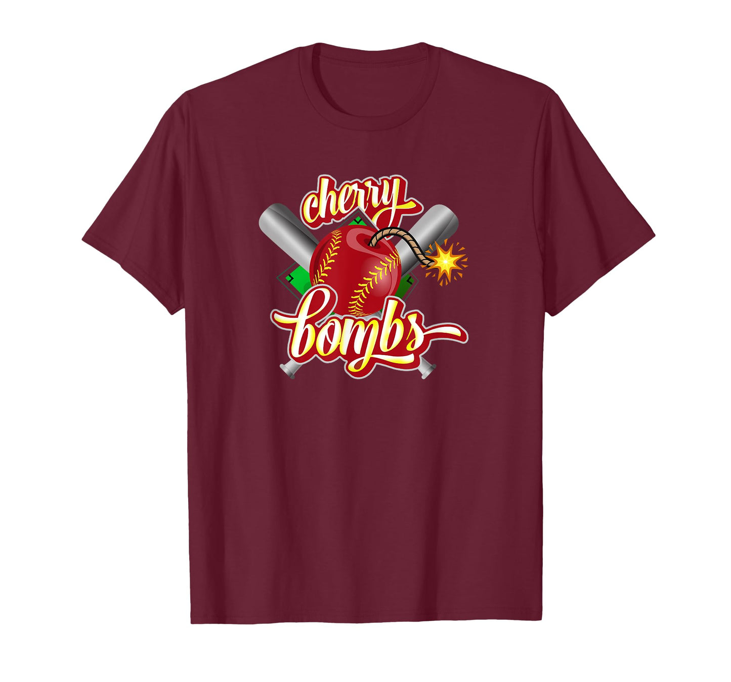 Cherry Bombs Logo Softball Team Matching For Girls Teens T-Shirt