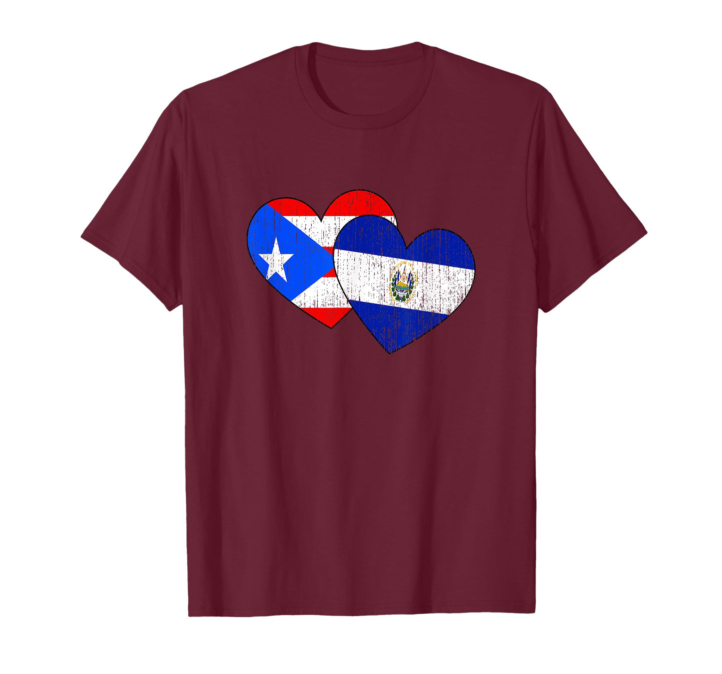 Half Salvadorian And Puerto Rican Rico El Salvador Flag Love T-Shirt