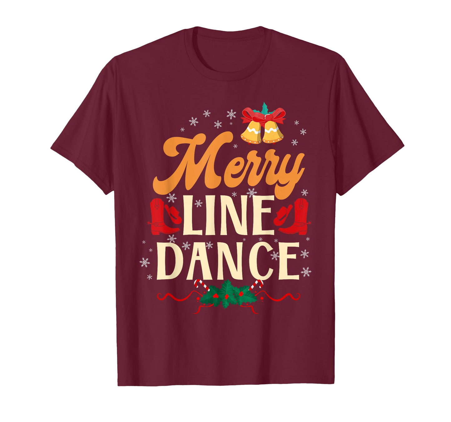Country Line Dance Dancer HD0 Merry Line Dance T-Shirt - Women's Black Small Classic Fit Crew Neck Short Sleeve